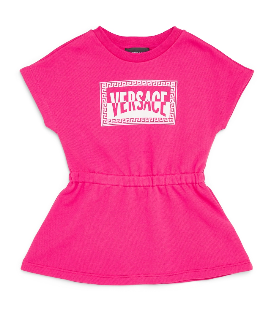 Versace Kids Cotton Jersey Printed Dress (12 Months-5 Years) Pink+bianco Image 1