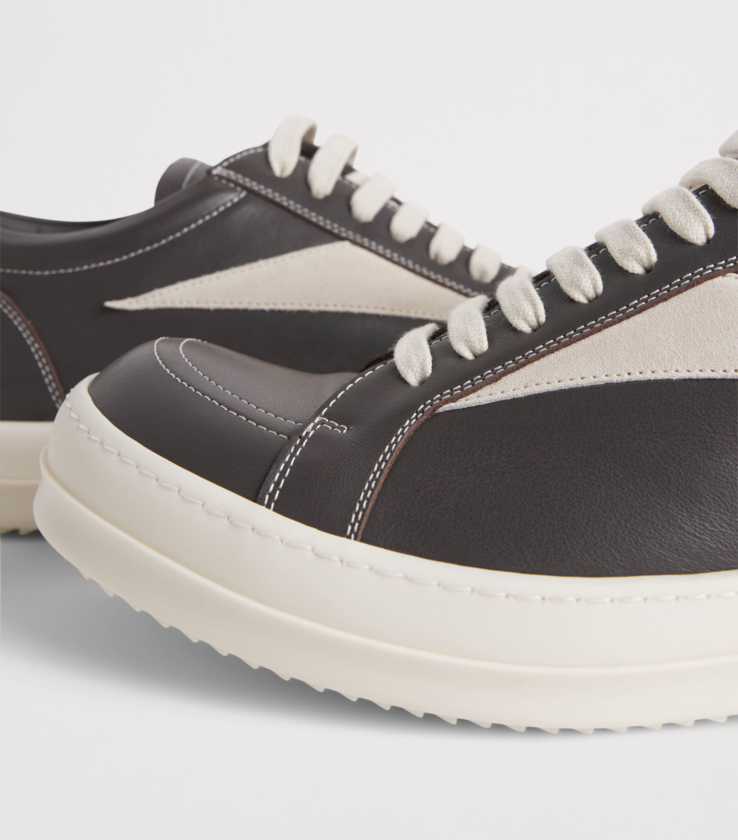Rick Owens Leather Vintage Sneakers Drkdust/milk Image 7