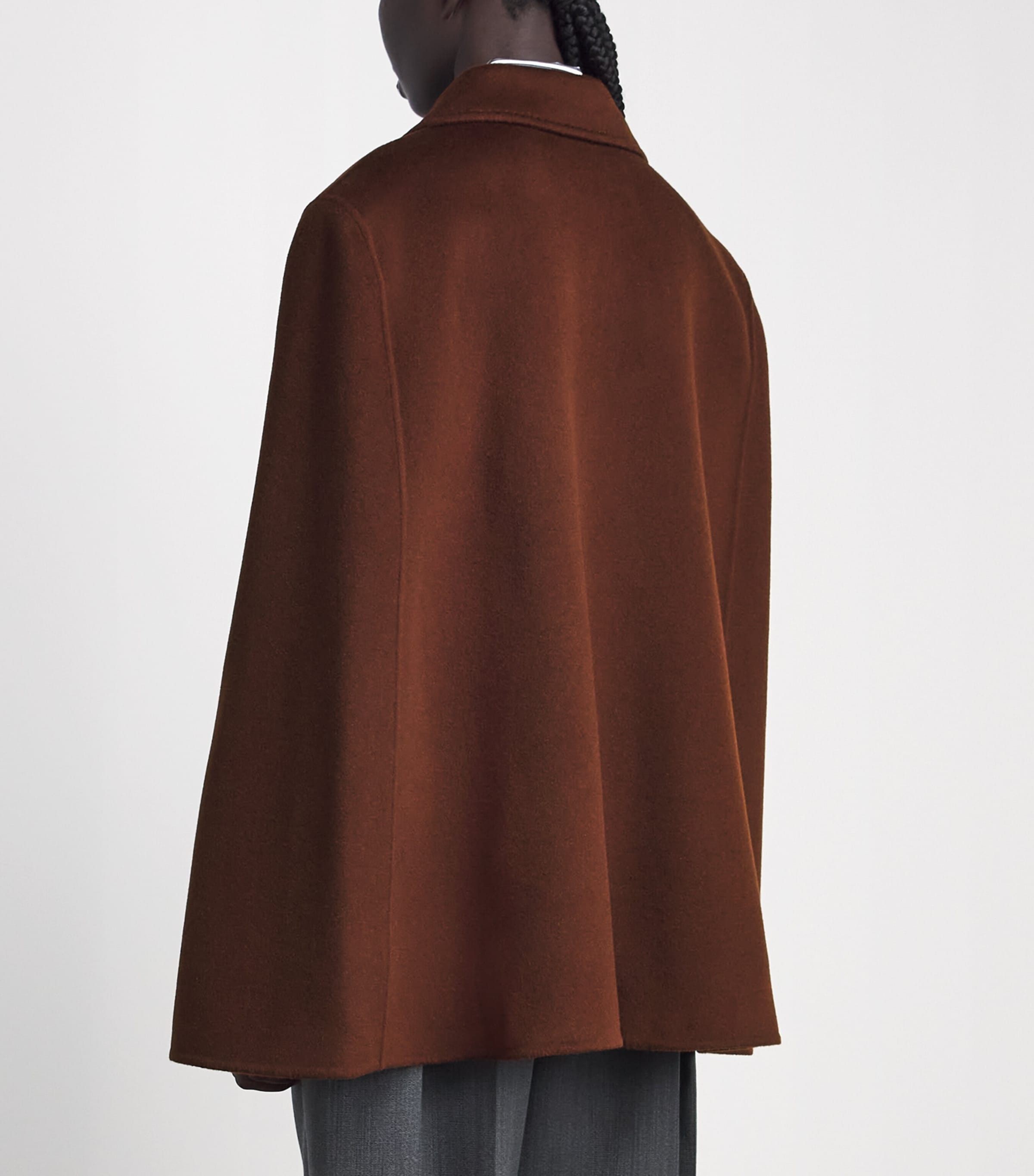 Wolk Morais Womens Cashmere Tie-Waist Cape Chestnut Image 5