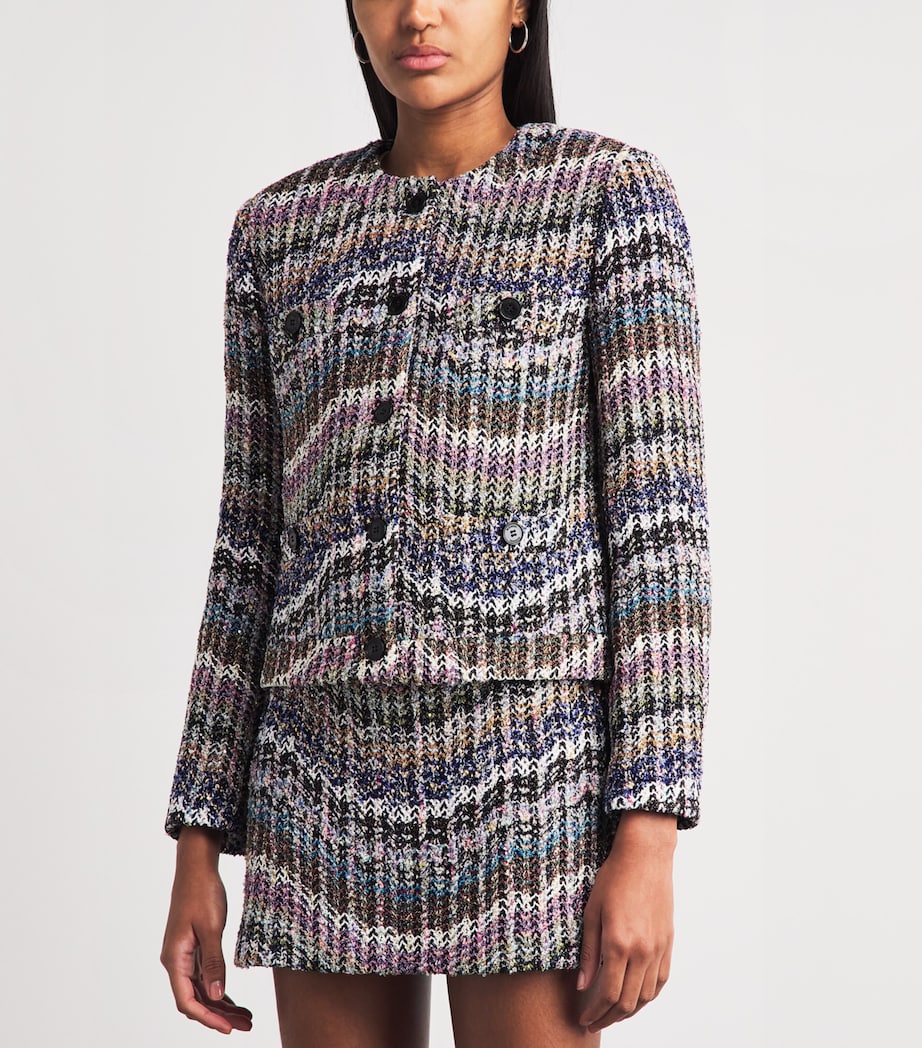 Missoni Womens Zigzag Bouclé Sequinned Jacket Smsosmltclr Bl,wt,pk Image 4