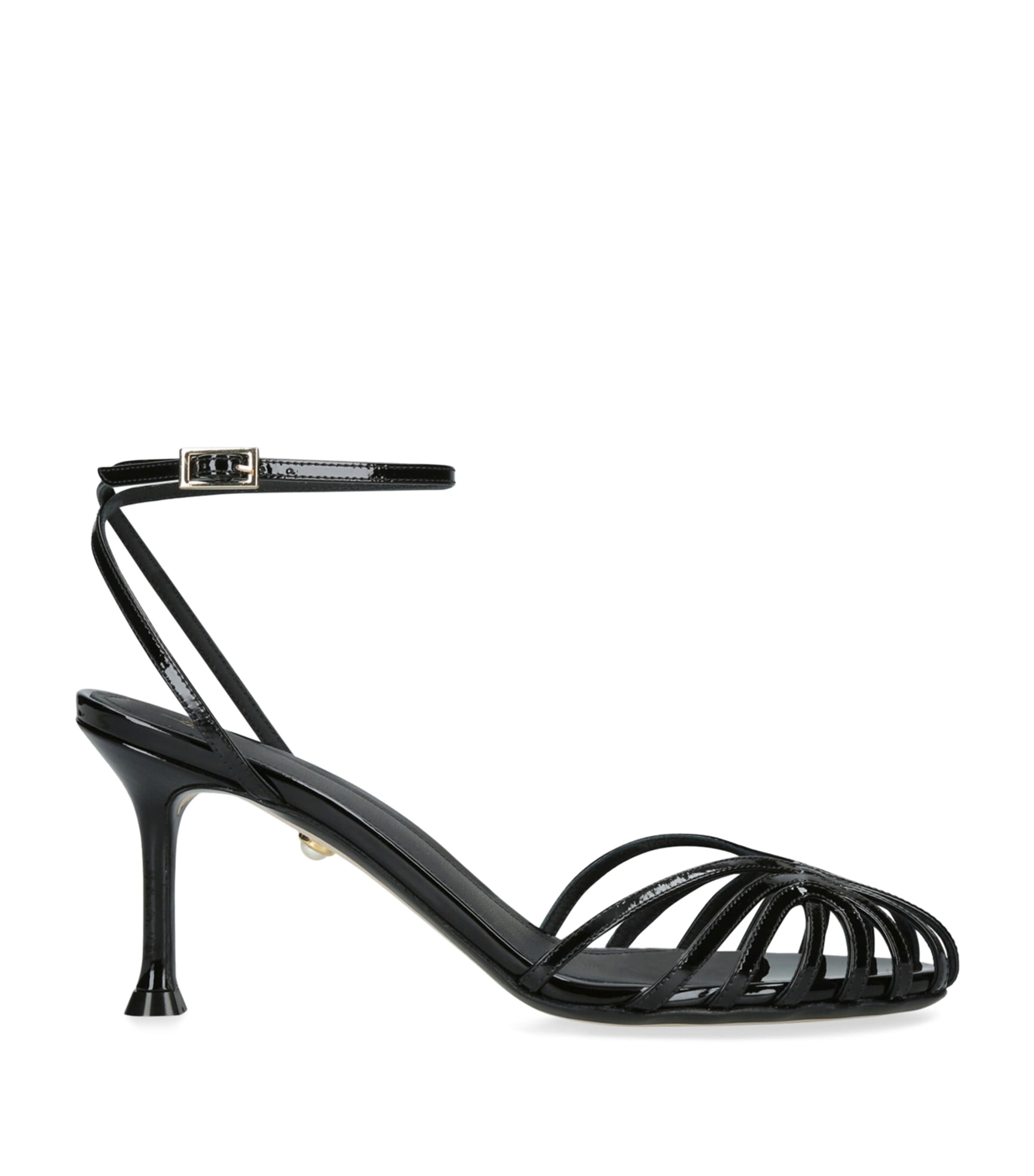 Alevì Patent Leather Ally Heeled Sandals 75 In Black