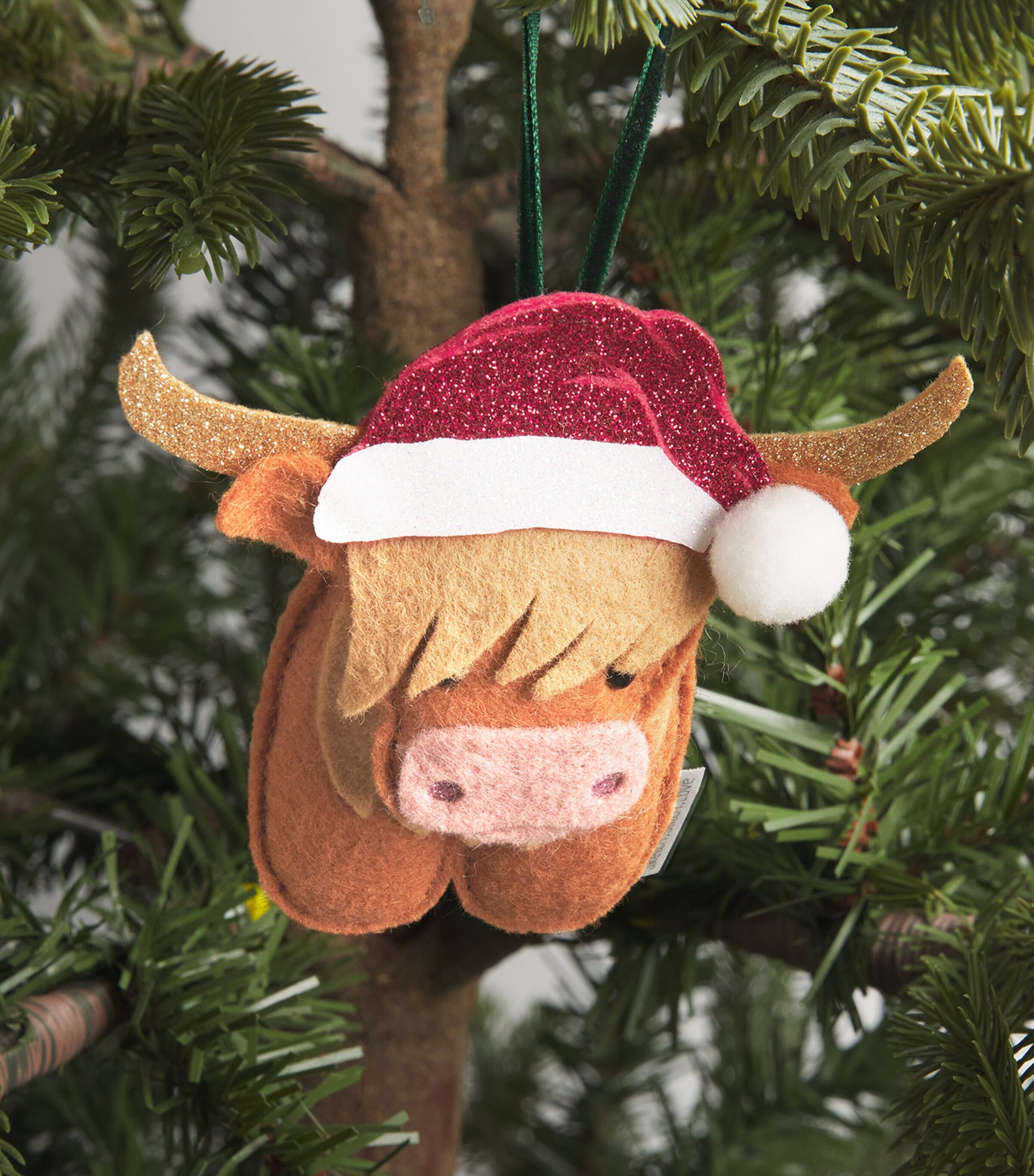 SKETCH.STITCH.LOVE Highland Cow Tree Decoration Brown/red Image 2