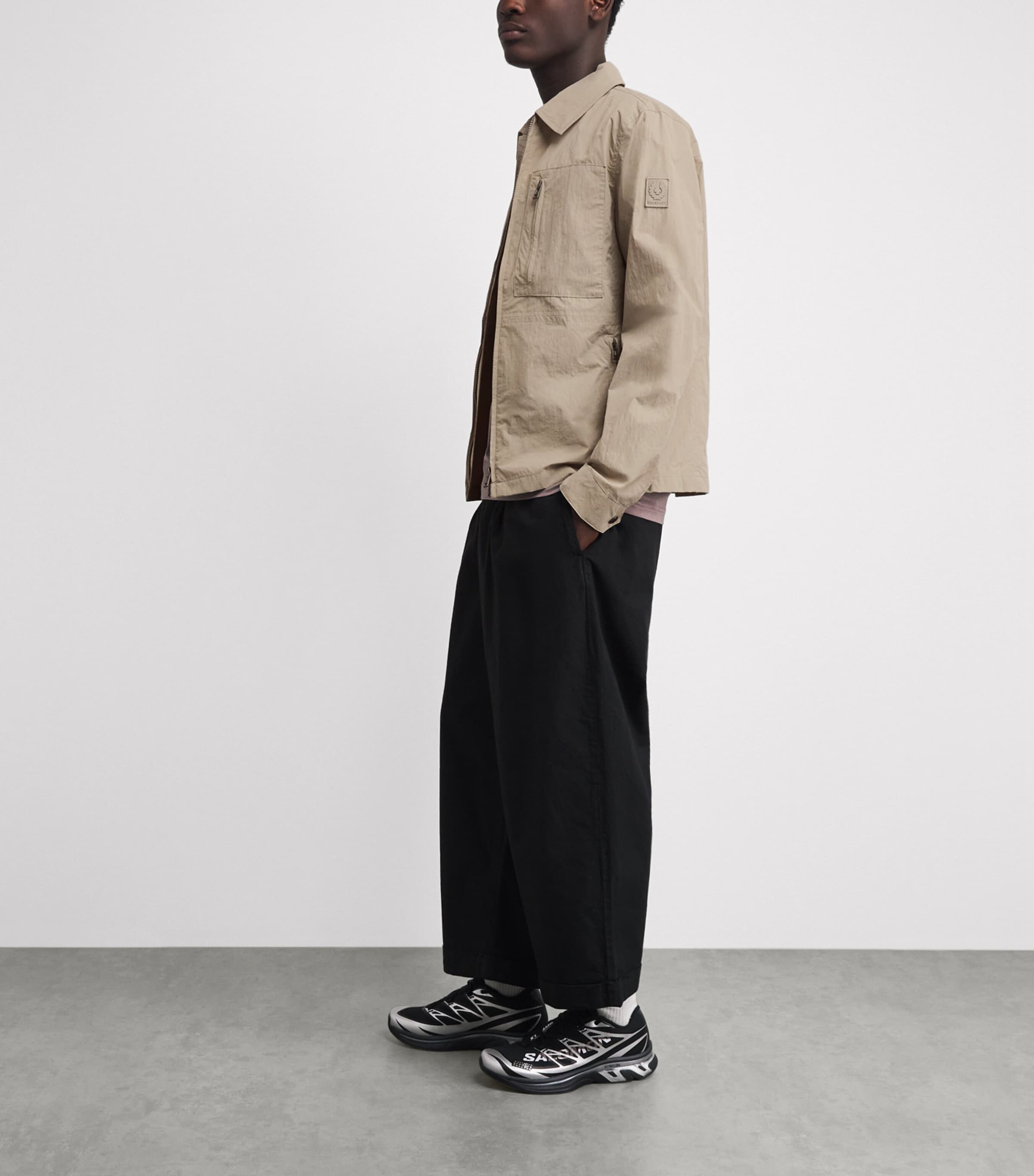 Belstaff Mens Gabardine Grid Overshirt Dark Sanddksnd Image 2