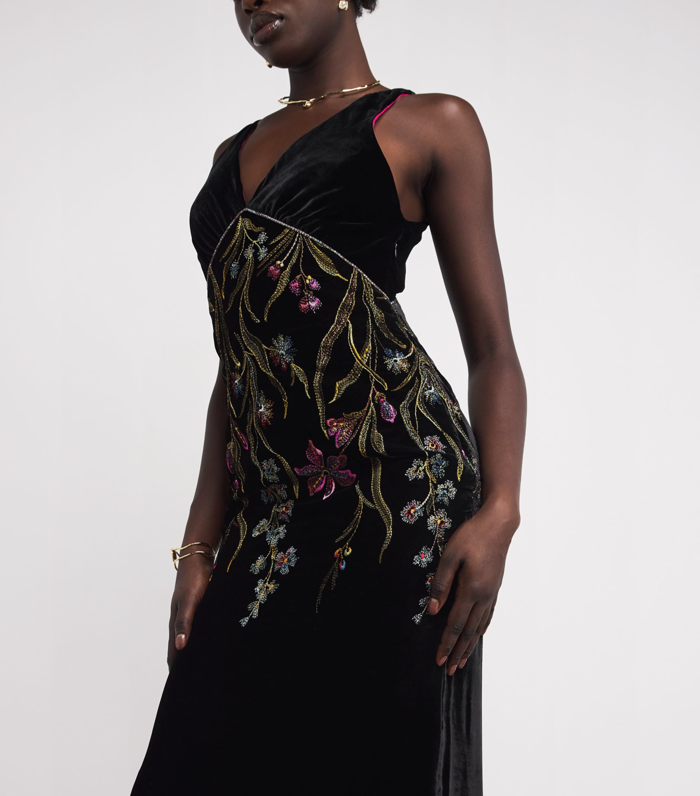 Velvet Embroidered Zaffira Maxi Dress ARCIMBOLDI Image 4