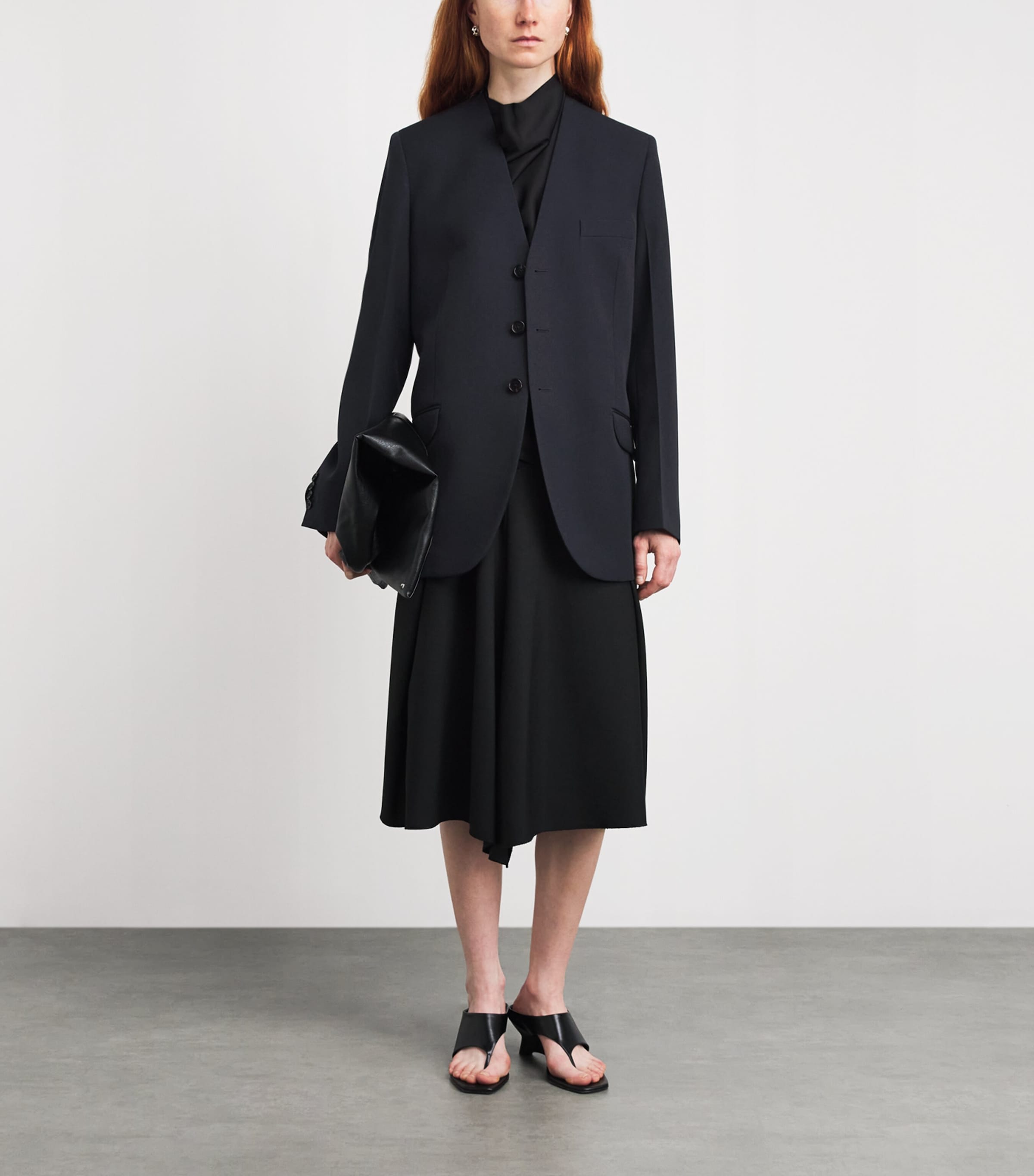 Jil Sander Womens Wool Gabardine Blazer Midnight Image 2