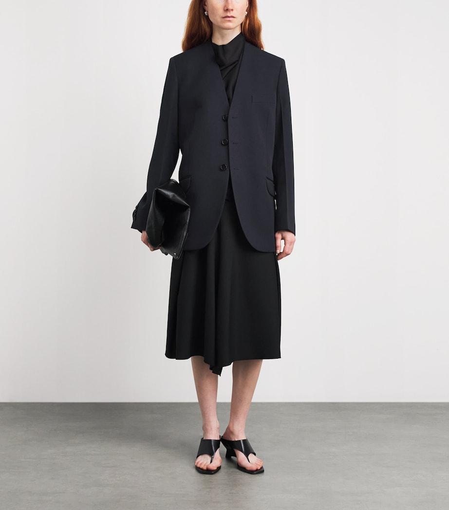 Jil Sander Womens Wool Gabardine Blazer Midnight Image 2