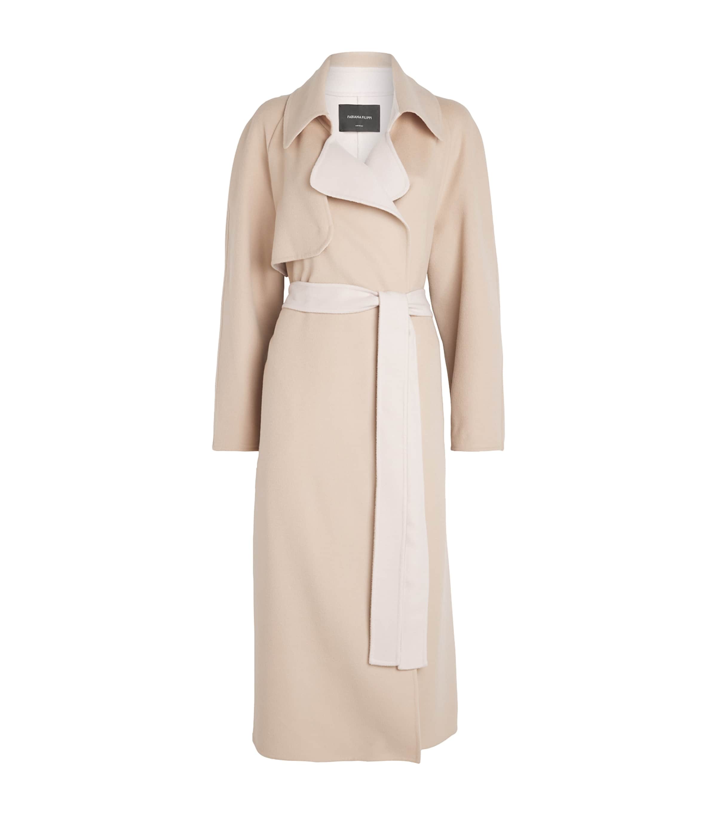 Fabiana Filippi Womens Virgin Wool Trench Coat Kasha Image 1