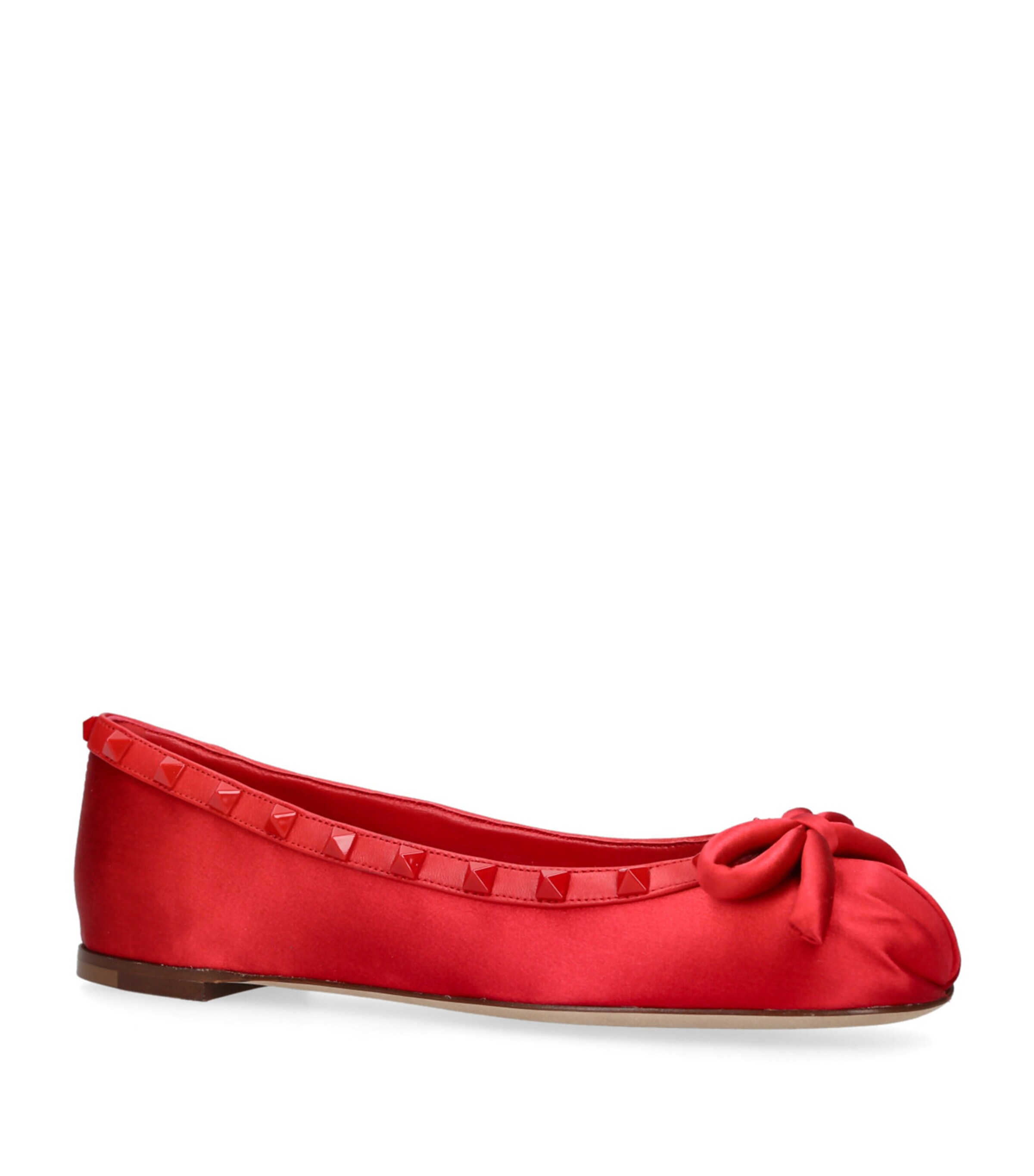 フラットシューズ VALENTINO GARAVANI Rockstud ballet flats Rockstud Satin Ballerina for Woman in Water Lilac | Valentino US