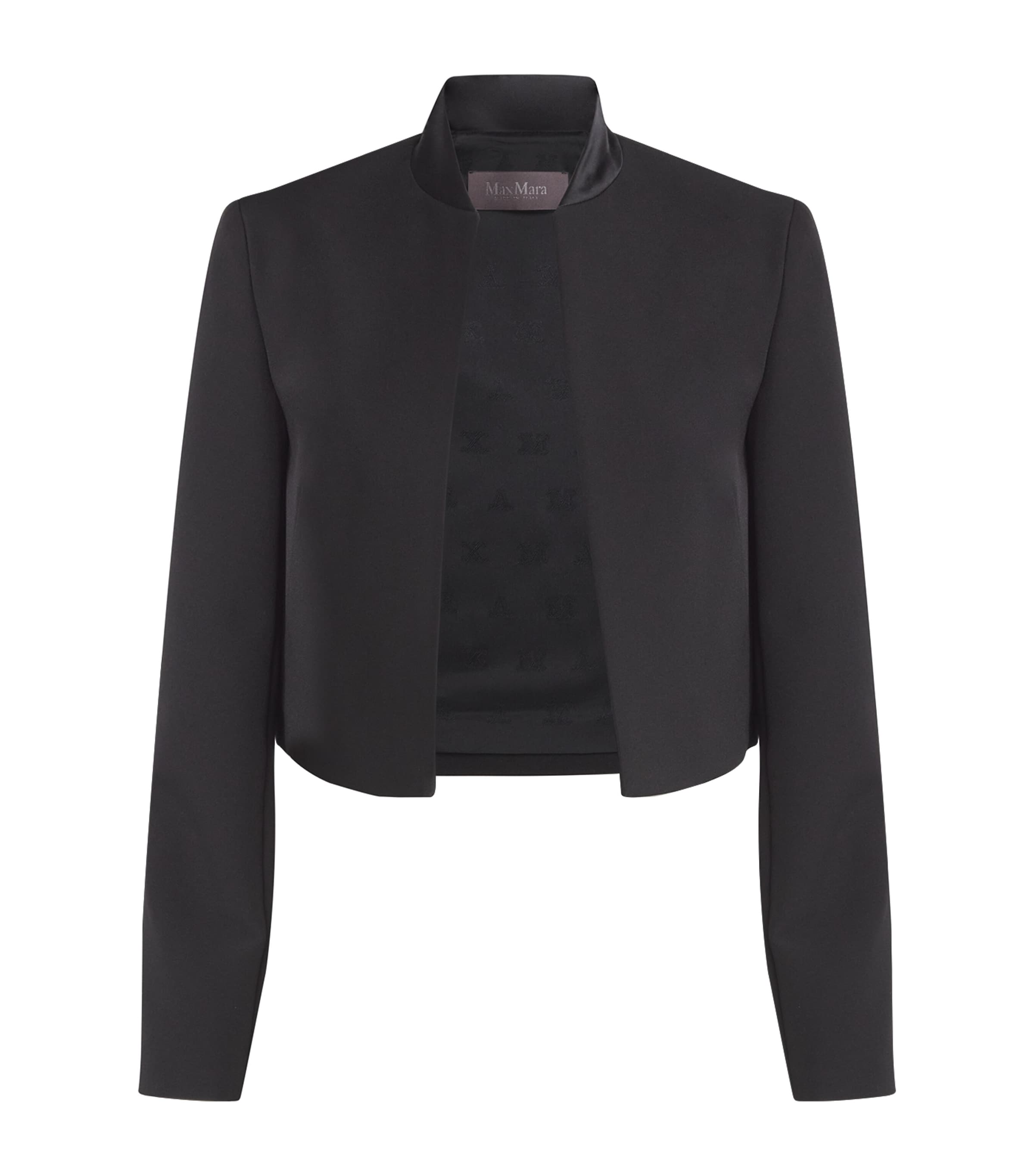 Max Mara Stretch-sable Cropped Jacket In Black