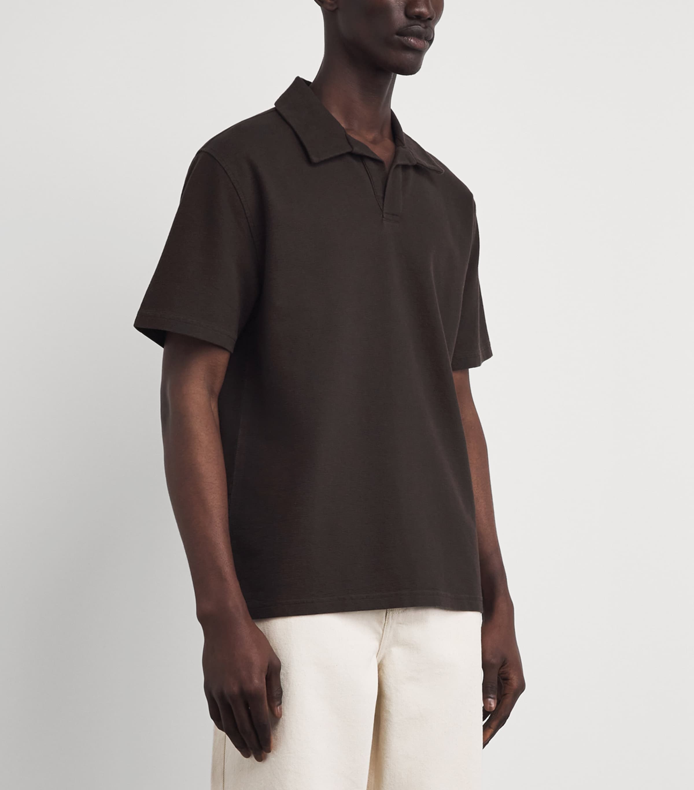 Wax London Mens Organic Cotton Atwood Polo Shirt Dark Brown Image 4