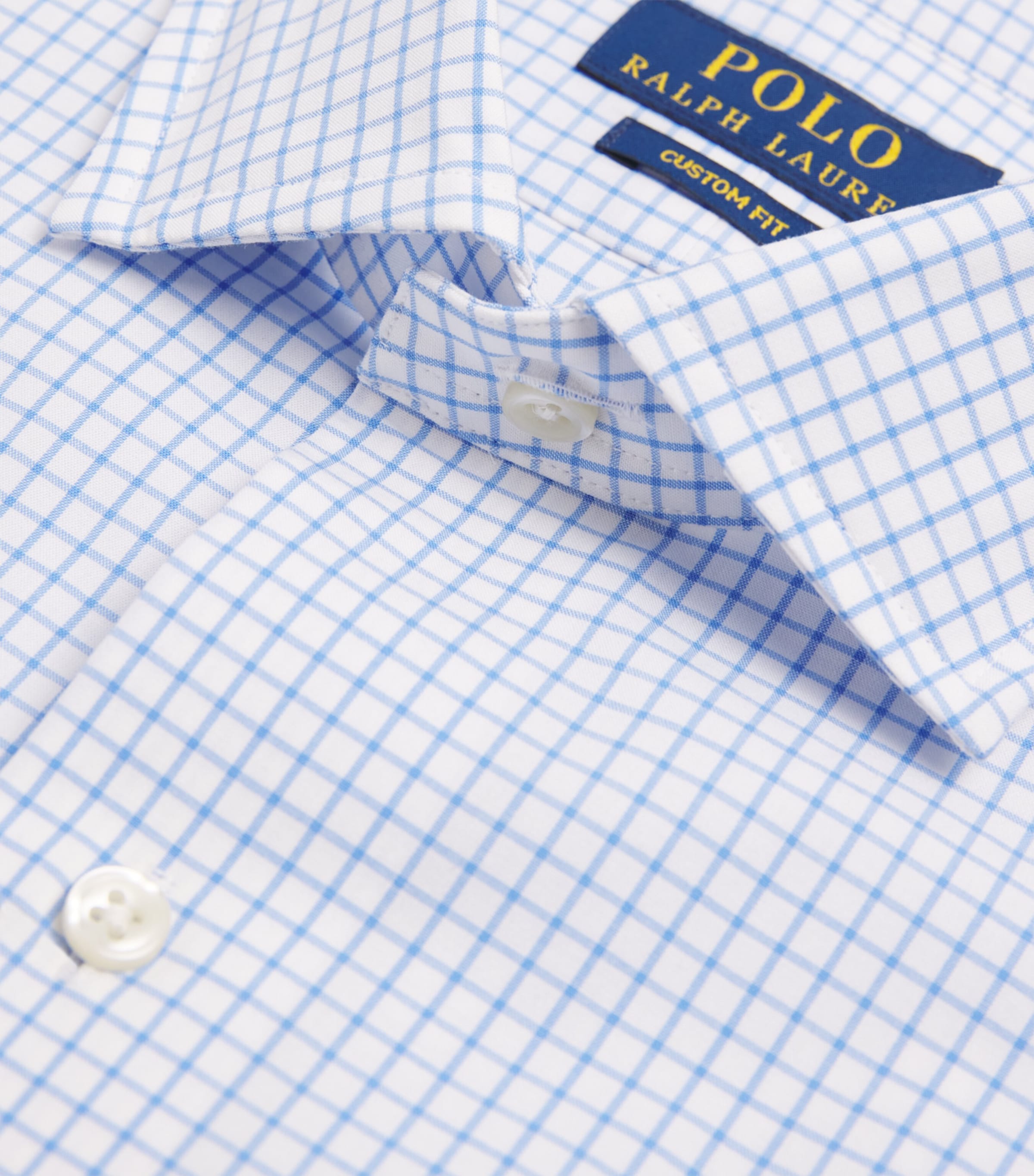 Cotton Poplin Check Shirt WHITE BLUE Image 5
