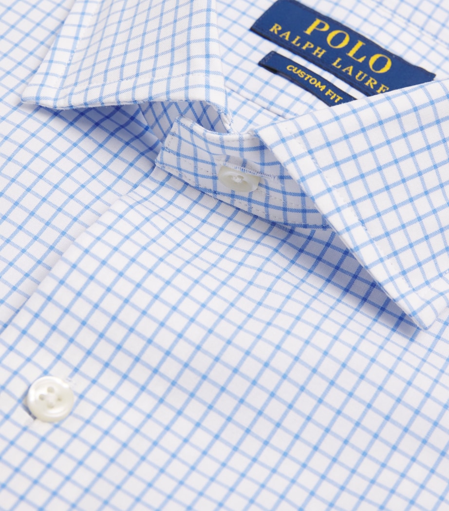 Cotton Poplin Check Shirt WHITE BLUE Image 5