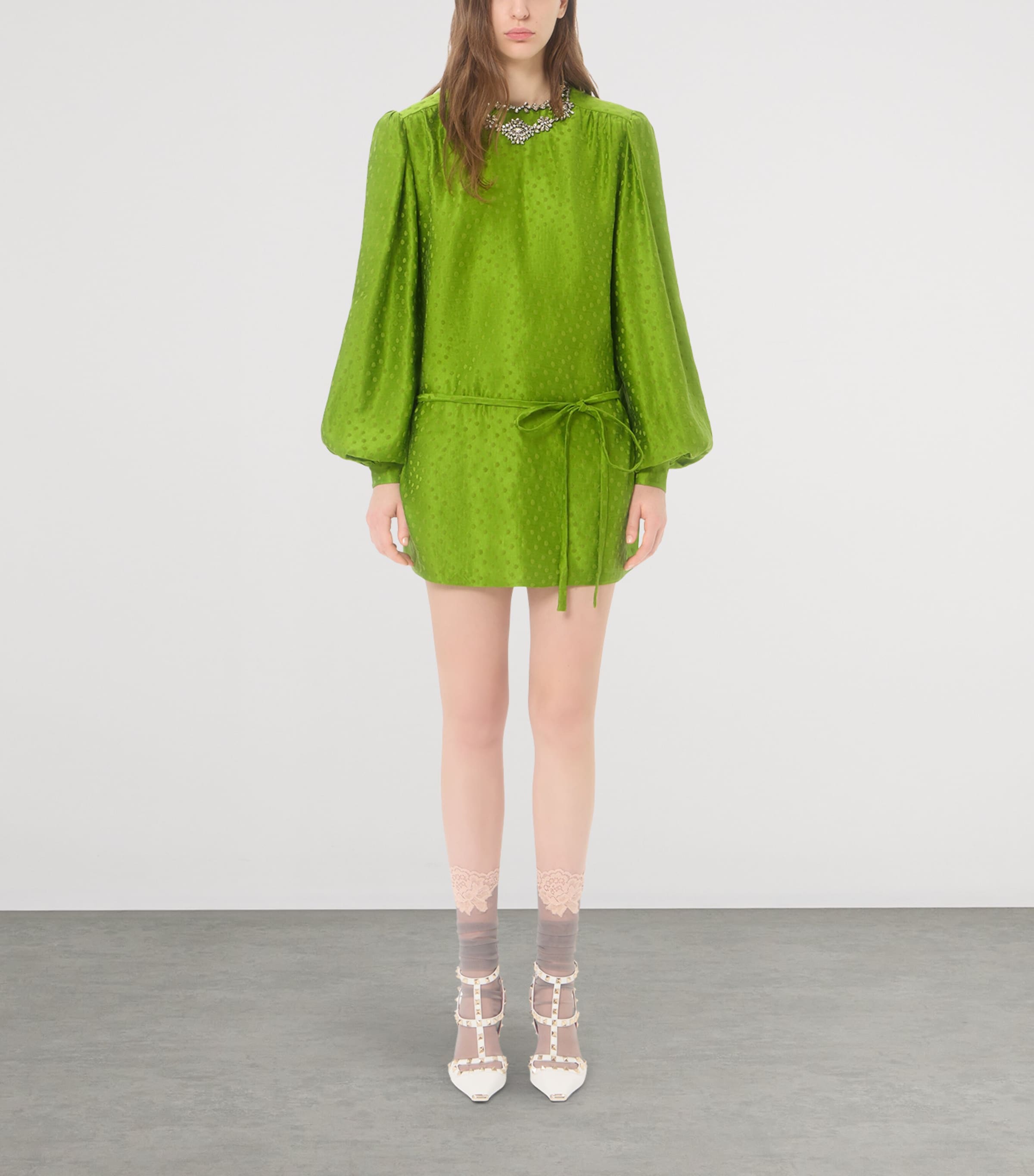 Valentino Womens Silk-Linen Plus De Pois Jacquard Top Image 3