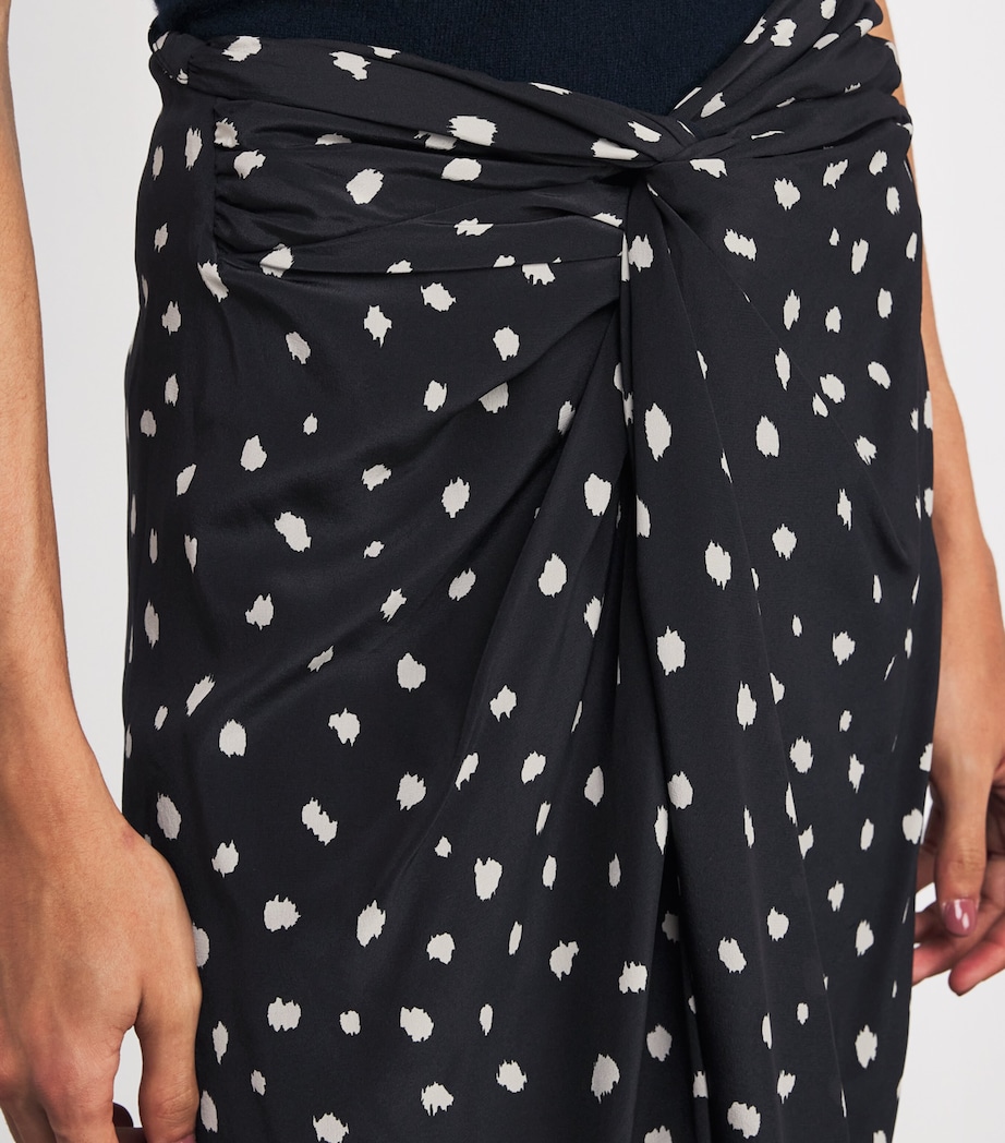 Silk Ruched Mariquita Midi Skirt F005 POIS NAVY Image 6