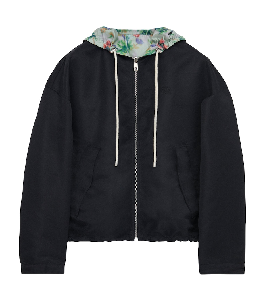 Silk Nylon Reversible Hooded Jacket GREEN/RED Image 2