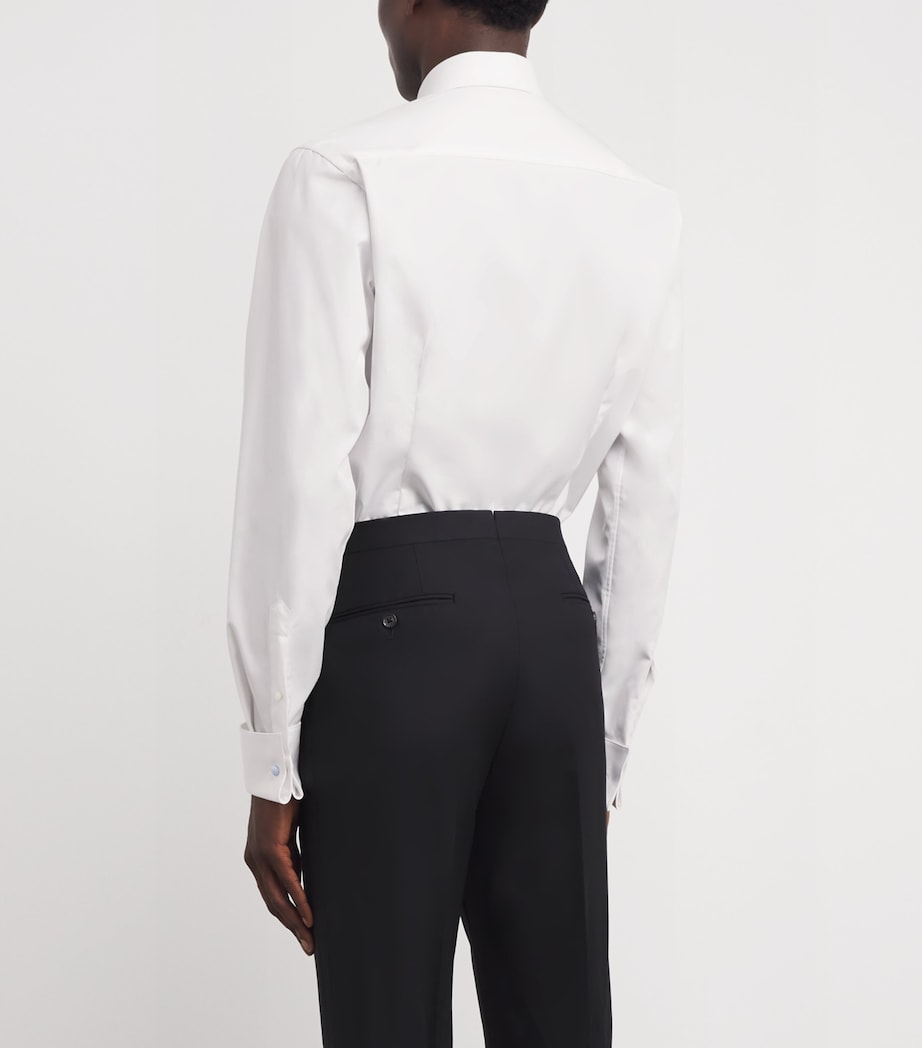 Cotton Pique-Front Slim Shirt 00 WHITE Image 4