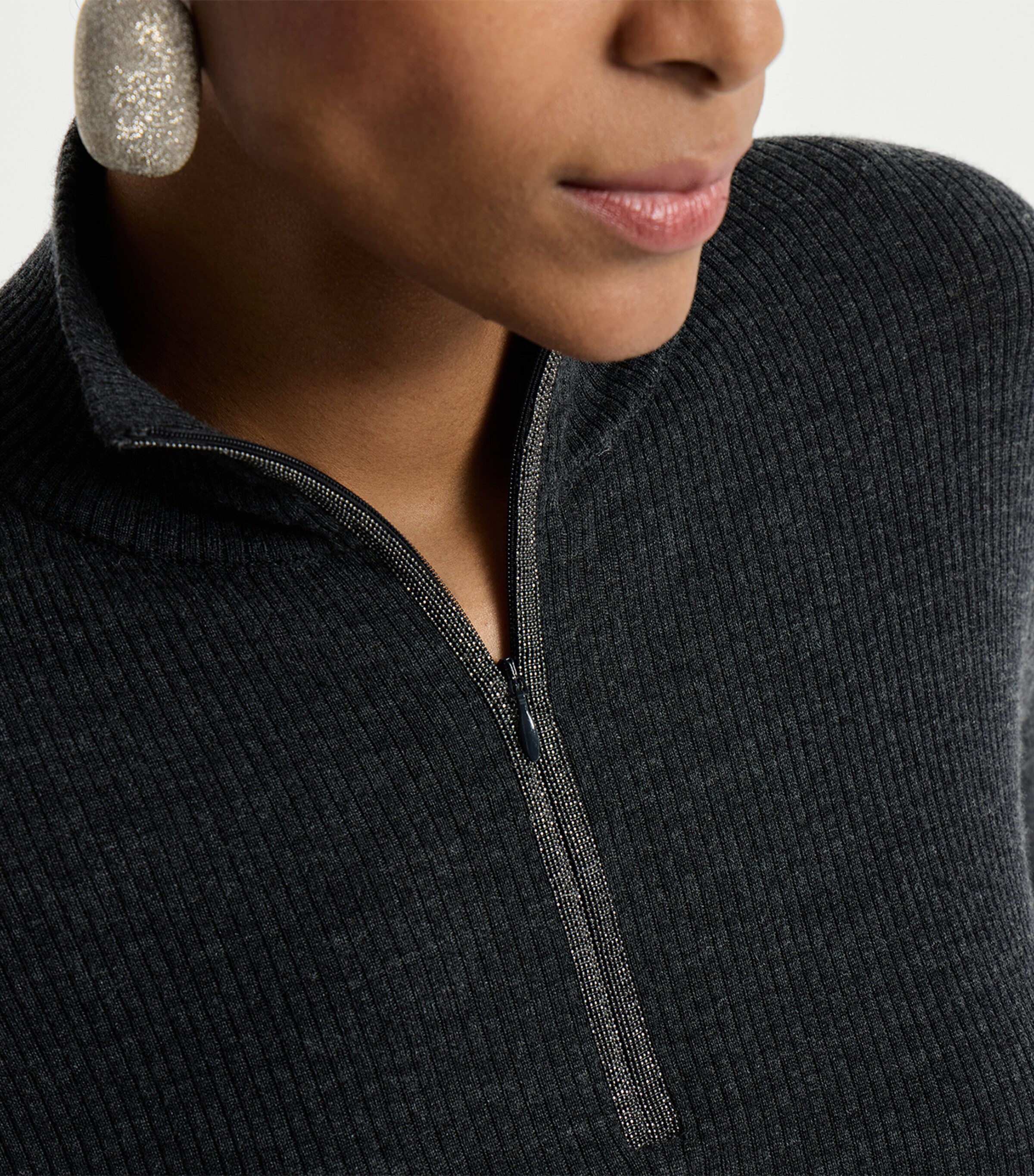 Brunello Cucinelli Womens Virgin Wool-Cashmere Half-Zip Sweater Image 6