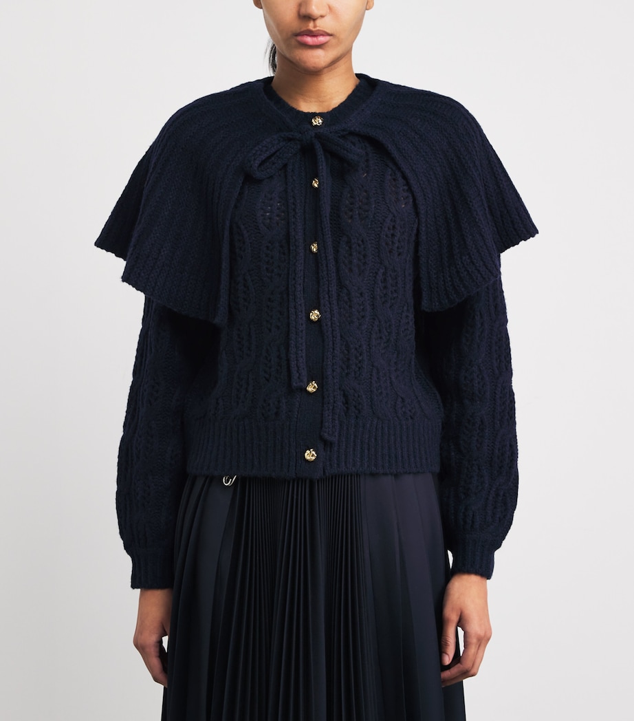 Merino Wool-Blend Cape Sweater NAVY Image 3