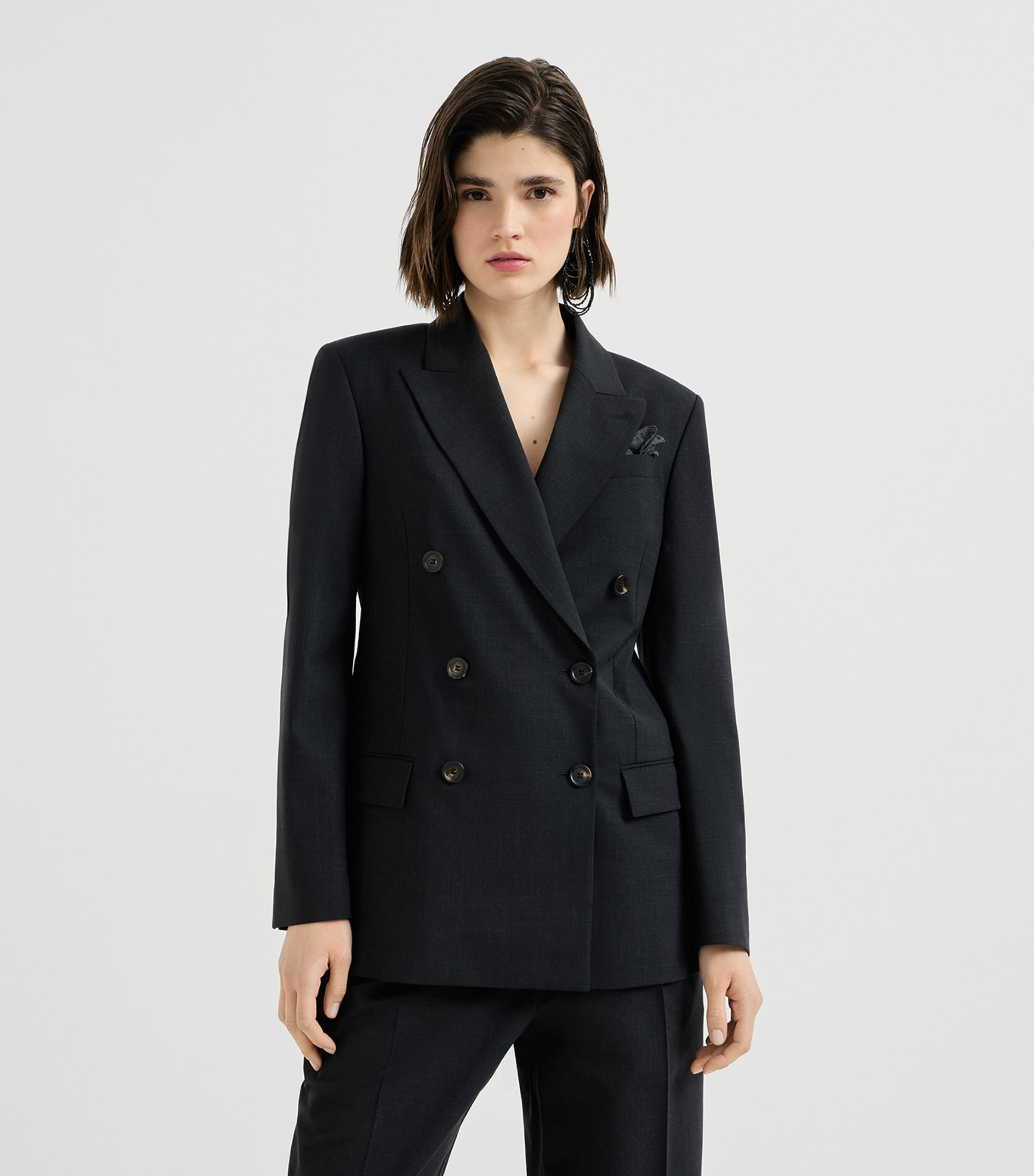 Brunello Cucinelli Womens Wool-Blend Double-Breasted Jacket Image 4