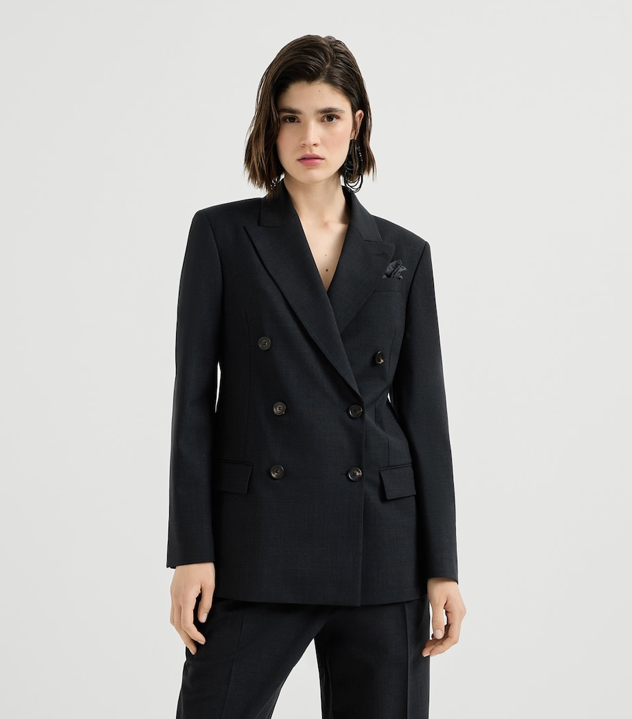 Brunello Cucinelli Womens Wool-Blend Double-Breasted Jacket Image 4