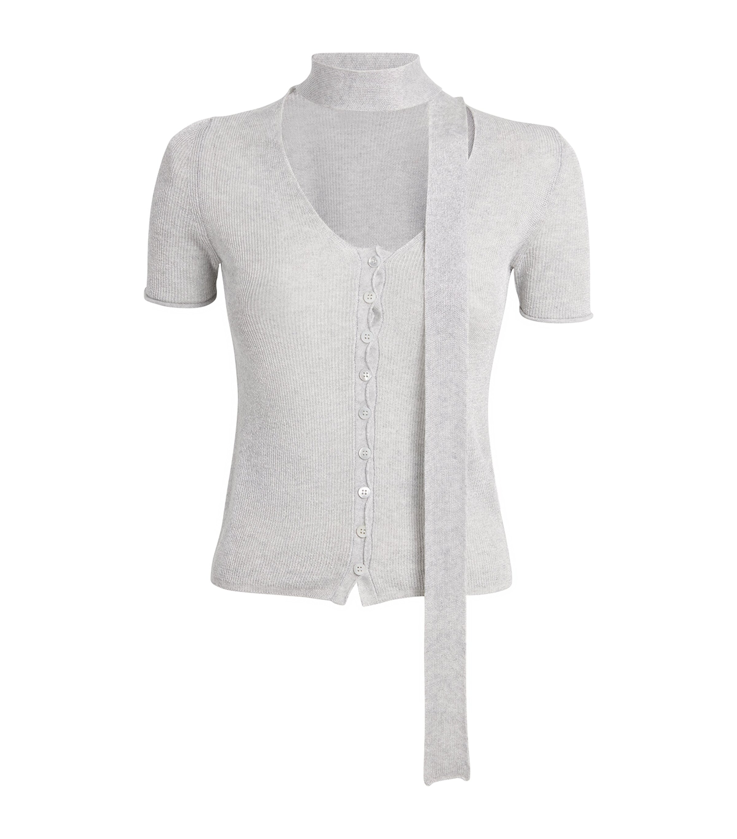 MAX&Co. Short-Sleeve Scarf Cardigan | Women Clothing | Knitwear | Cardigans | Designers | Maxco