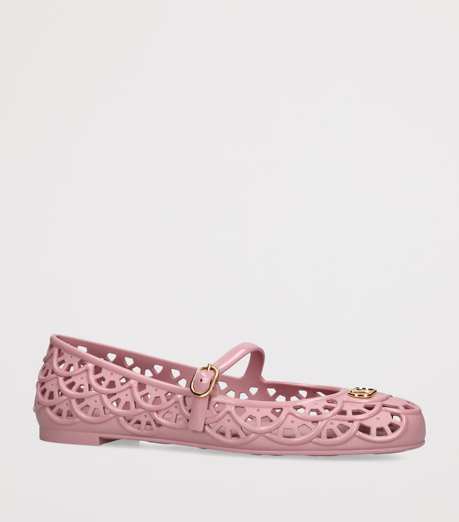 Valentino Garavani Open-Work VLogo Ballet Flats Pink Image 3