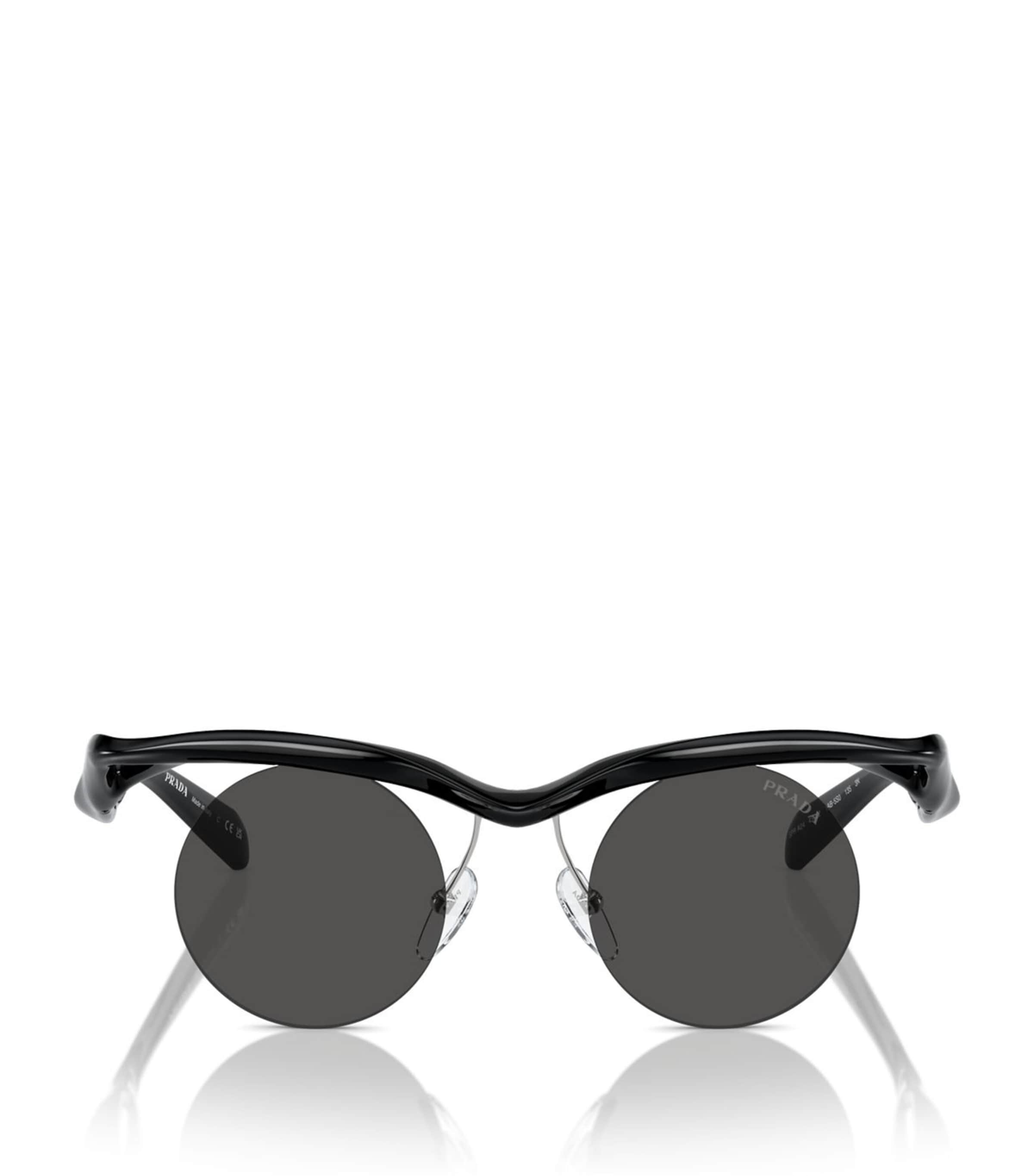 Prada Sculptural Round Runway Sunglasses In Black