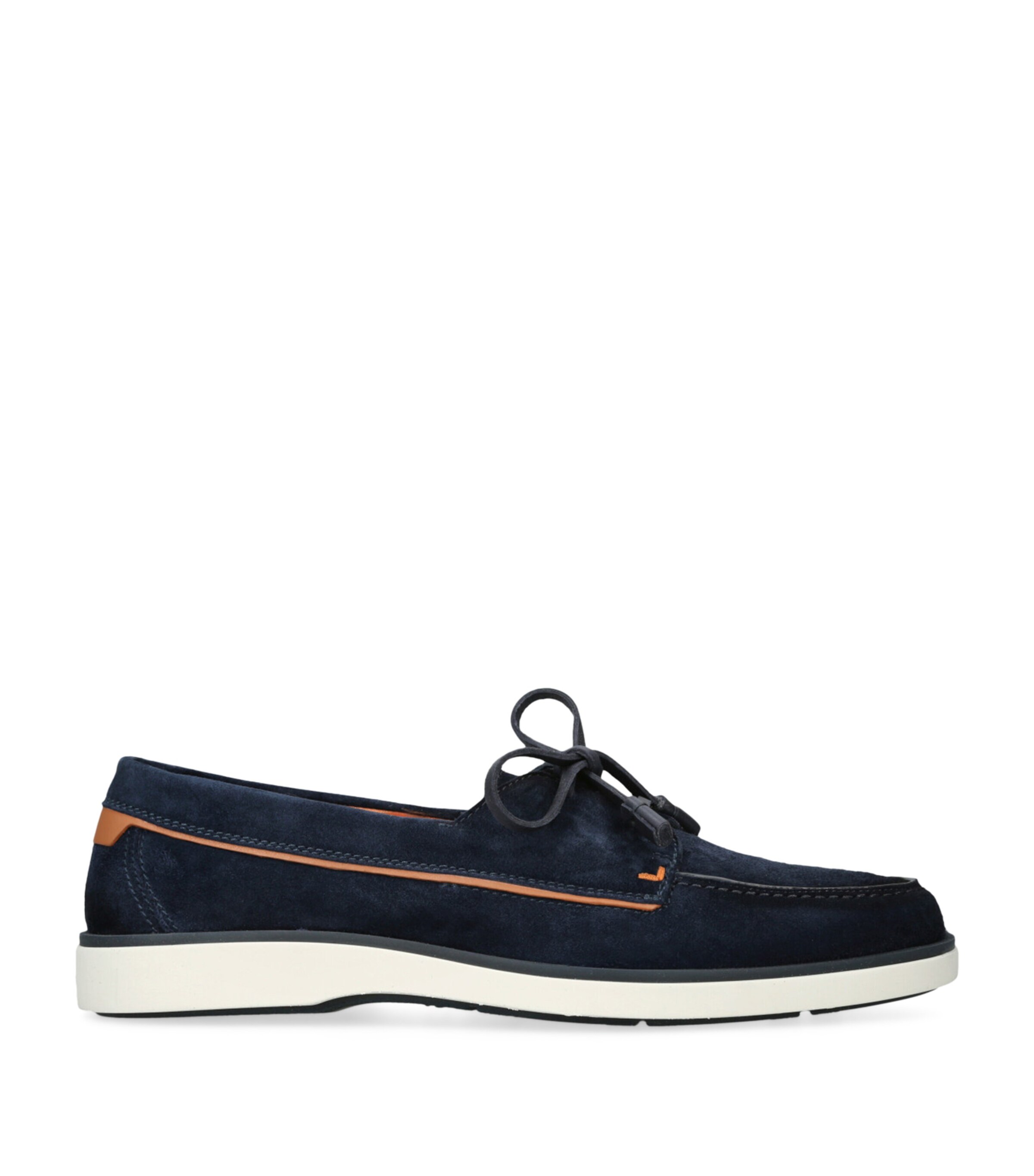 Santoni Suede Detroit Boat Shoes Navy Image 1