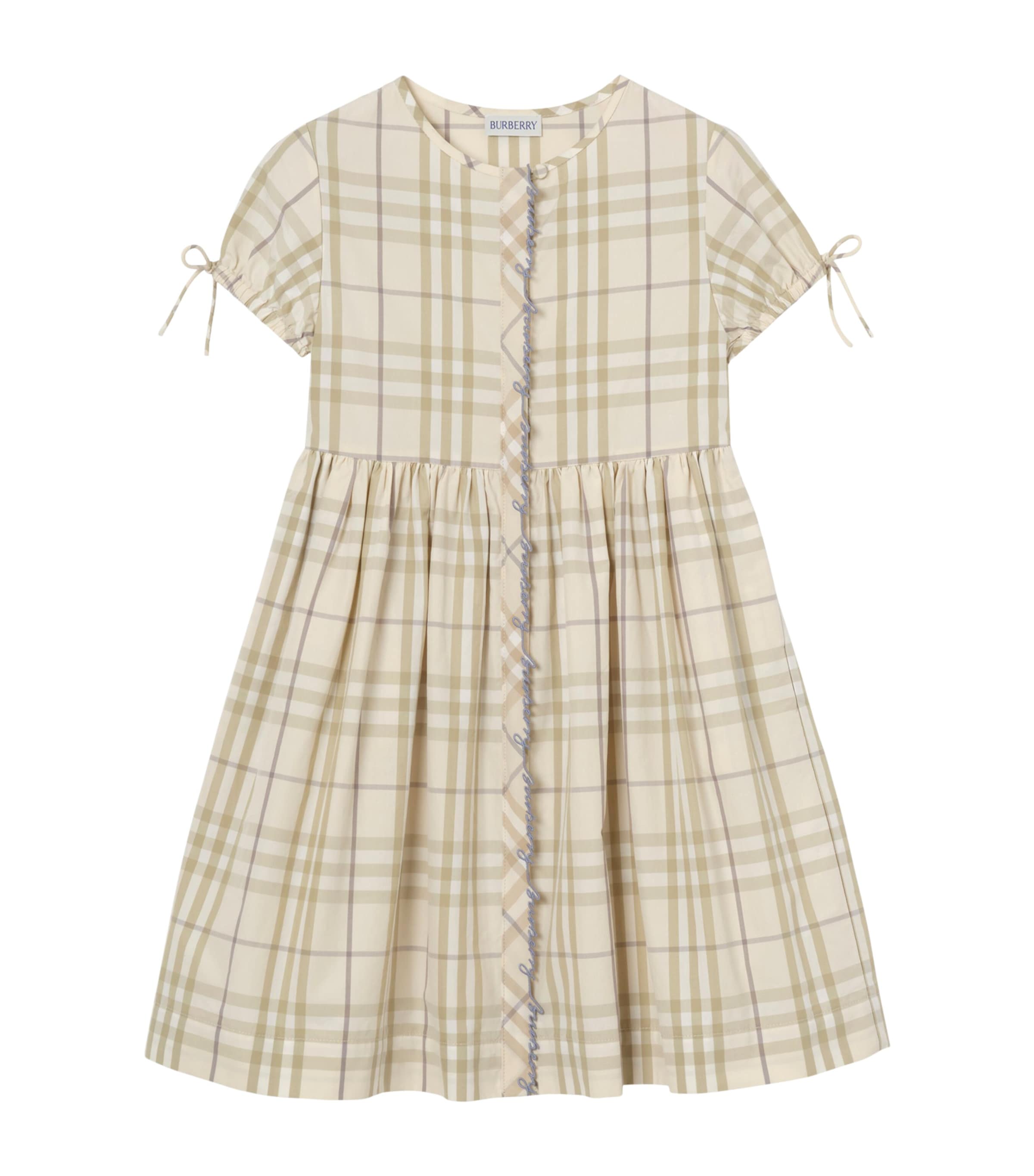 Burberry Kids Cotton Check Dress (14 Years) Sesame Beige Ip Chk Image 1
