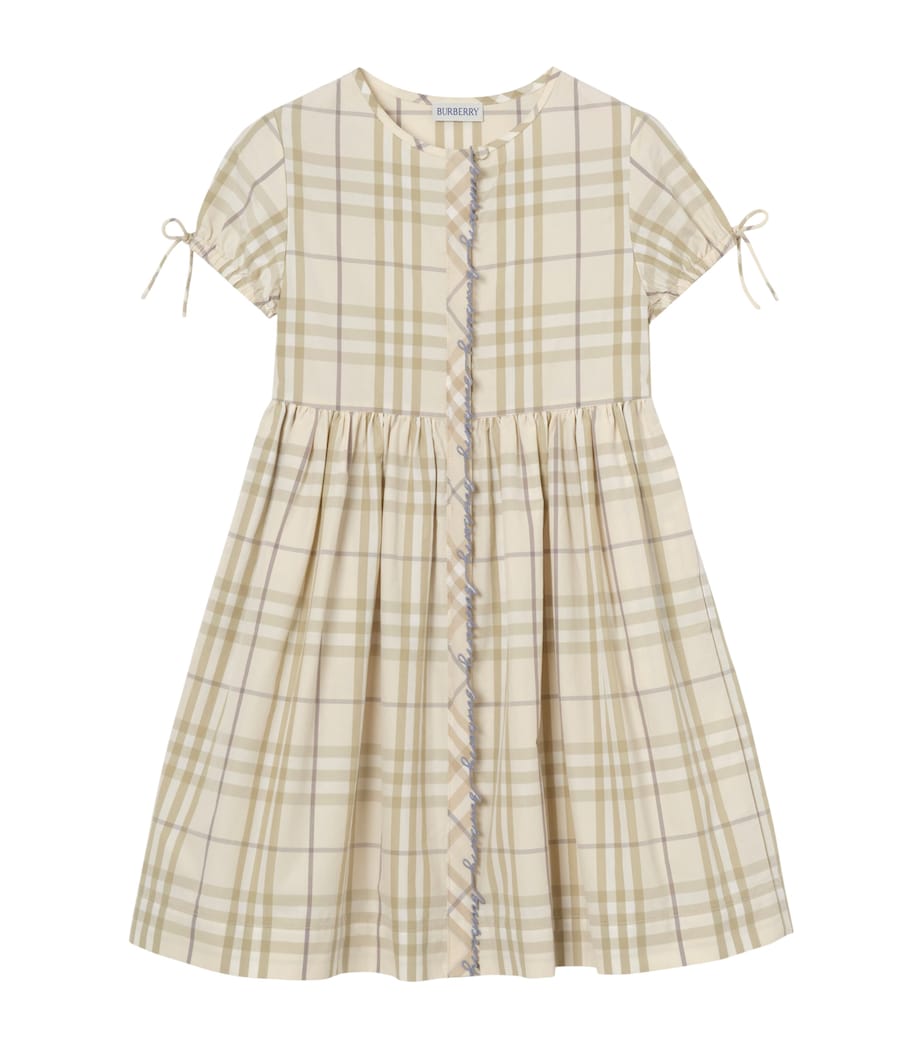 Burberry Kids Cotton Check Dress (14 Years) Sesame Beige Ip Chk Image 1