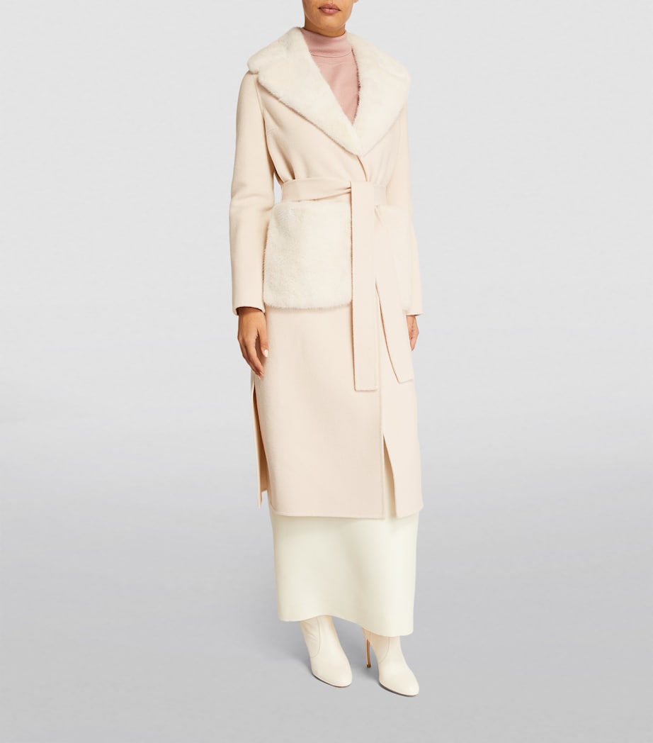 Cashmere-Wool Fox Fur-Trim Coat A2154 Image 3