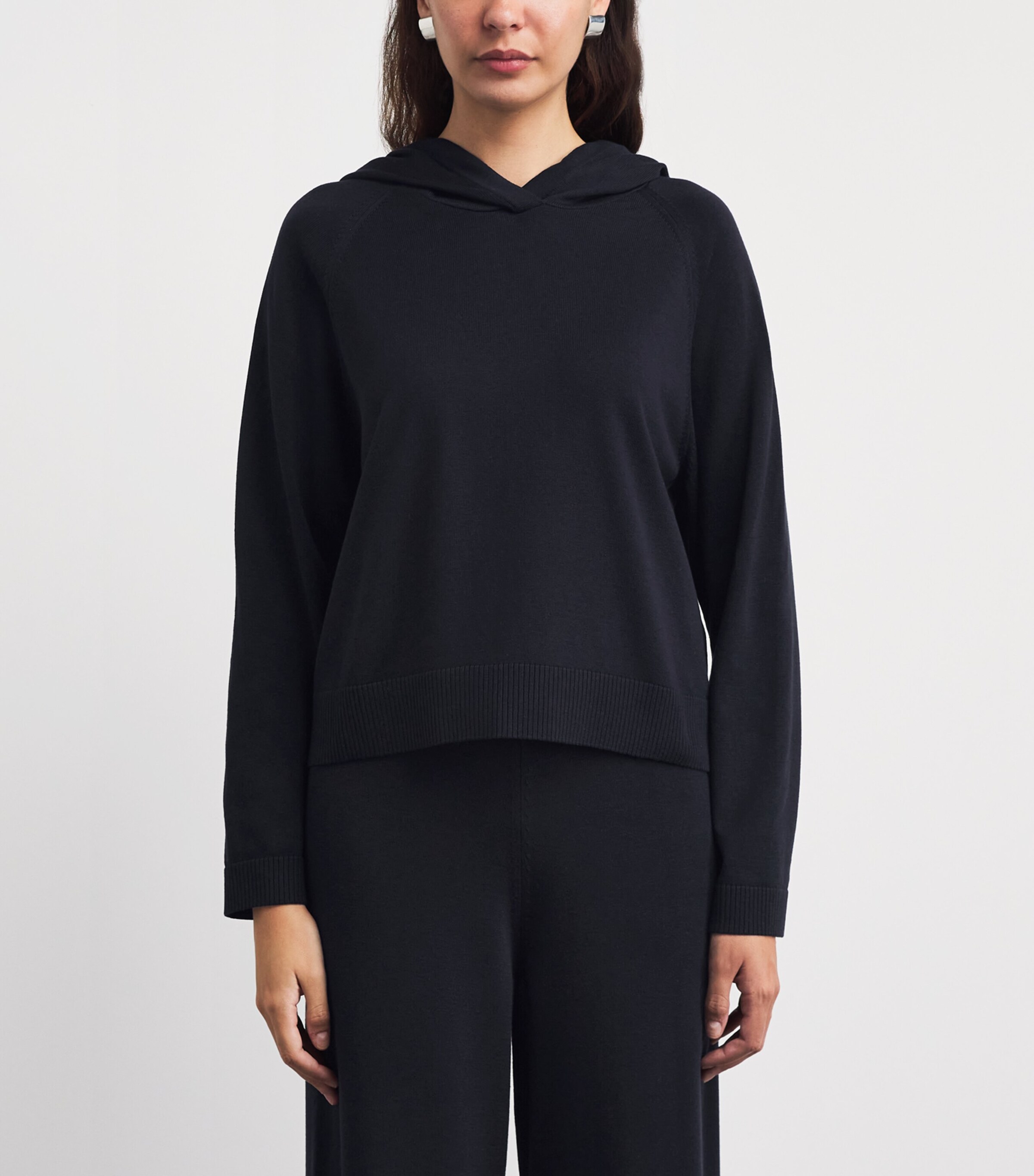 Falke Womens Cotton Hoodie Dark Navy Image 4