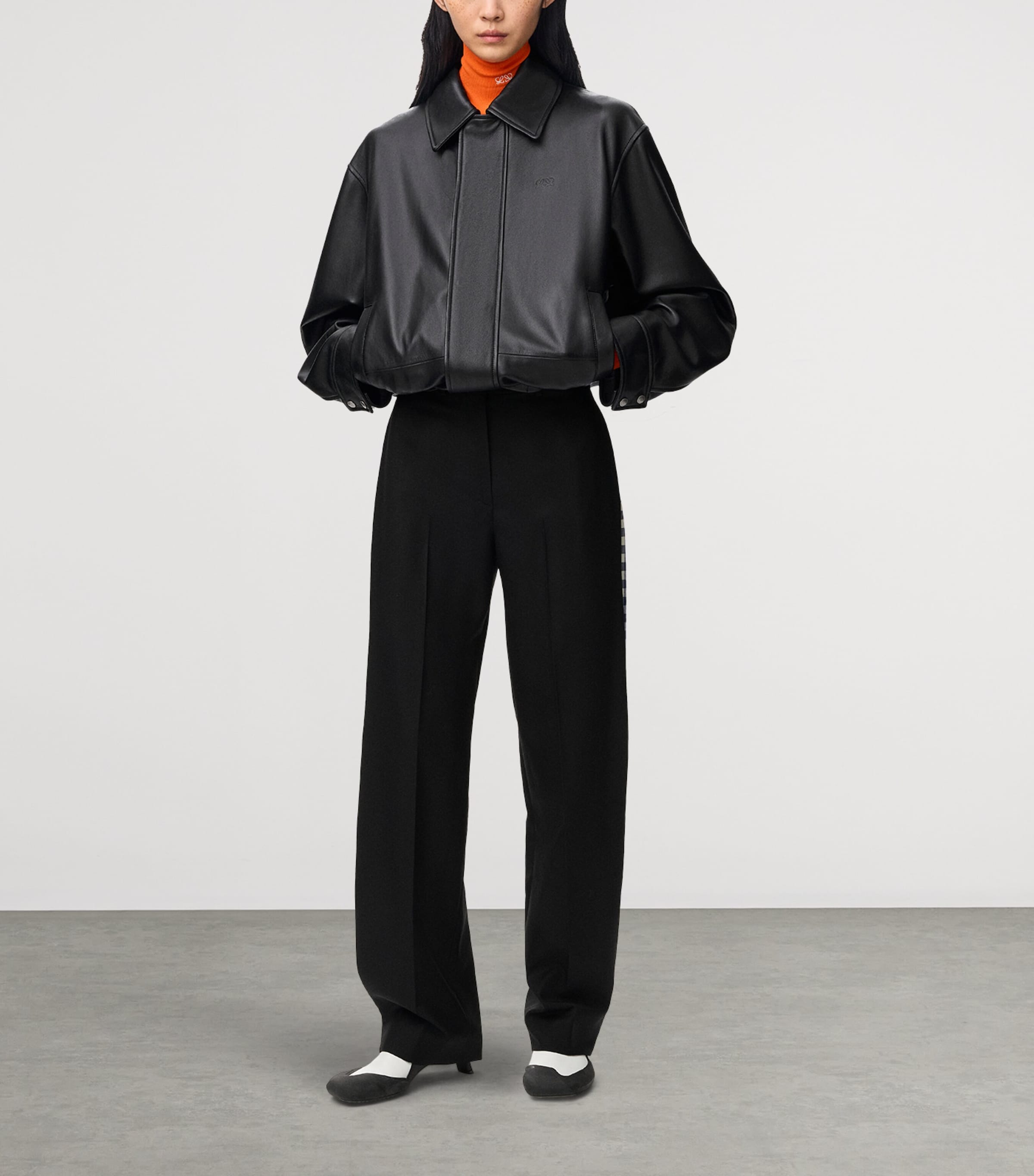 LOEWE Womens Nappa Leather Jacket Black Image 2