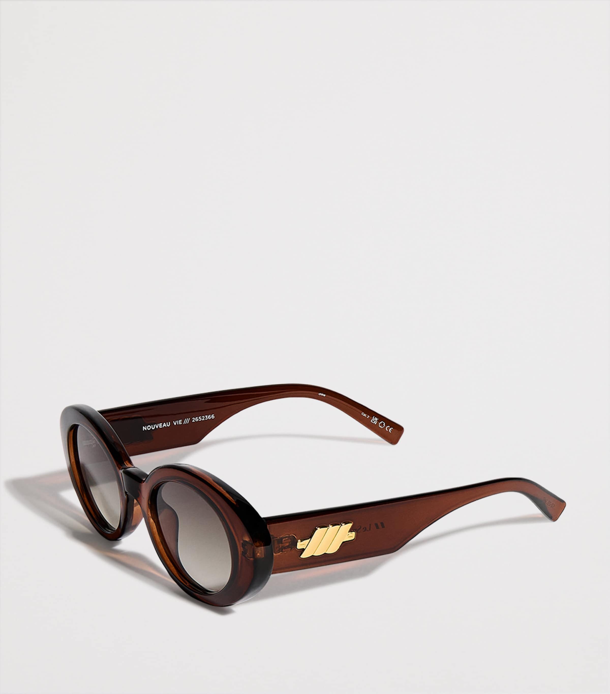 Le Specs Nouveau Vie Oval Sunglasses Chocolate Brown Image 2