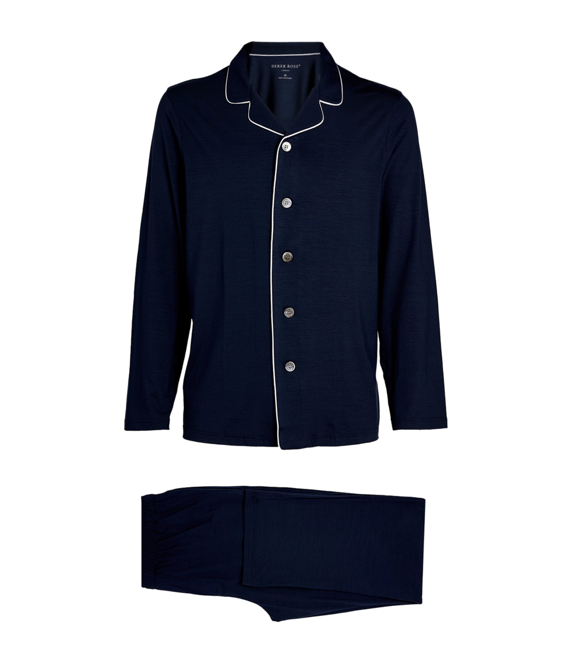 Derek Rose Mens Modal-Blend Basel Pyjama Set Navy Image 3