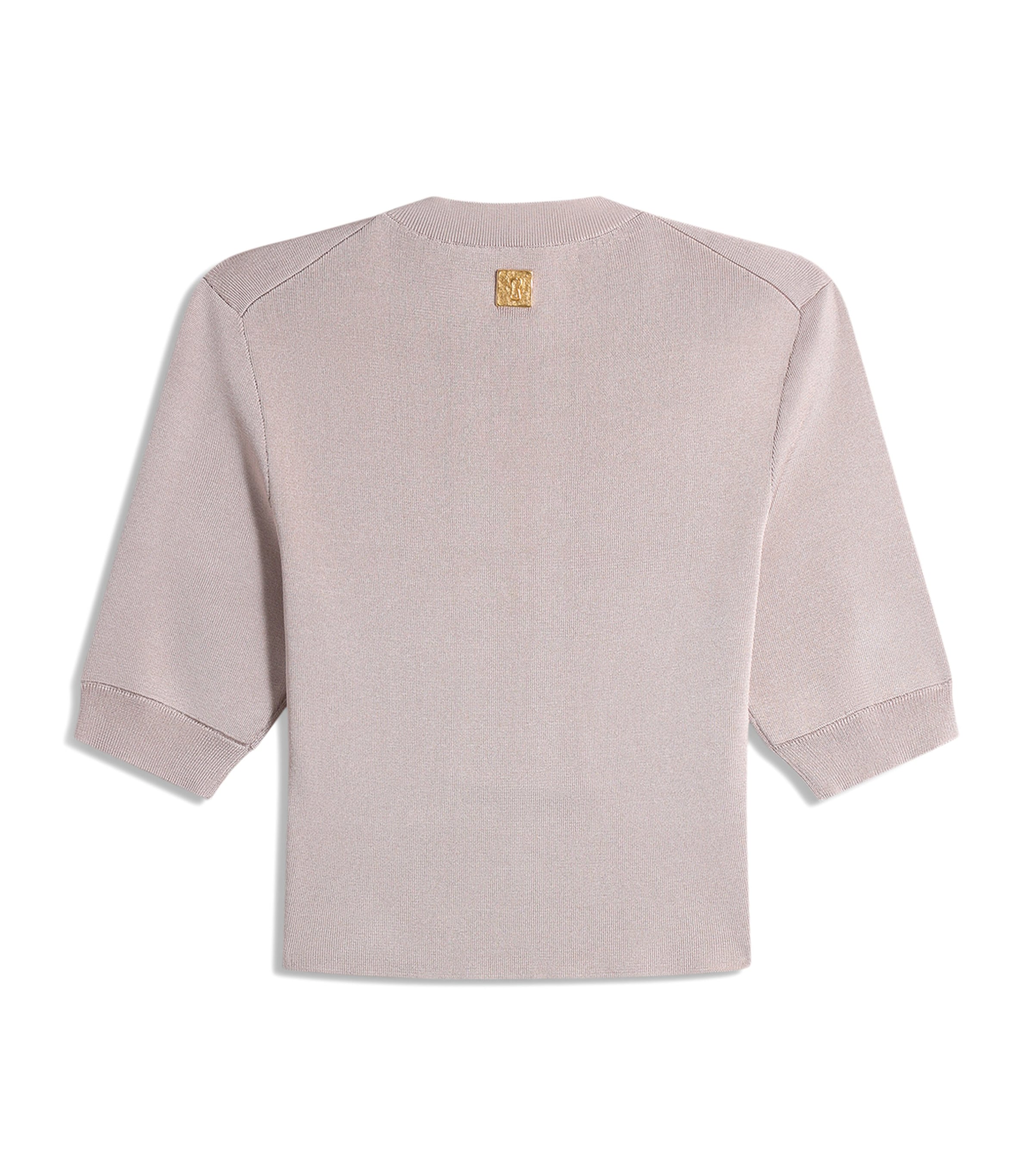 Schiaparelli Womens Knitted Keyhole Cropped T-Shirt Khaki Image 6