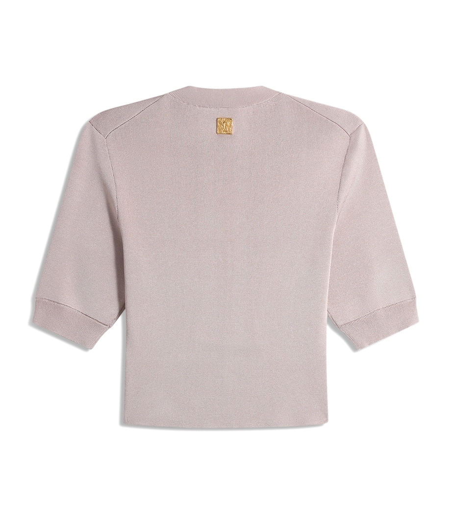 Schiaparelli Womens Knitted Keyhole Cropped T-Shirt Khaki Image 6