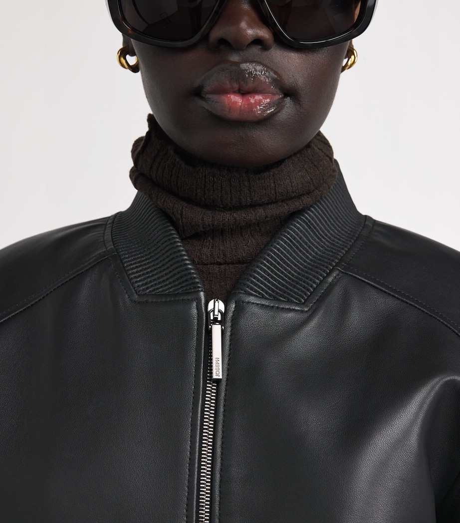 Leather Quinn Bomber Jacket BLACK Image 6