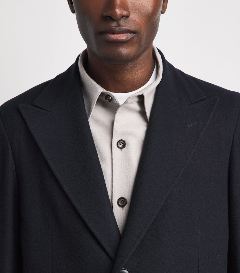 Canali Mens Wool Overcoat Navy Image 3