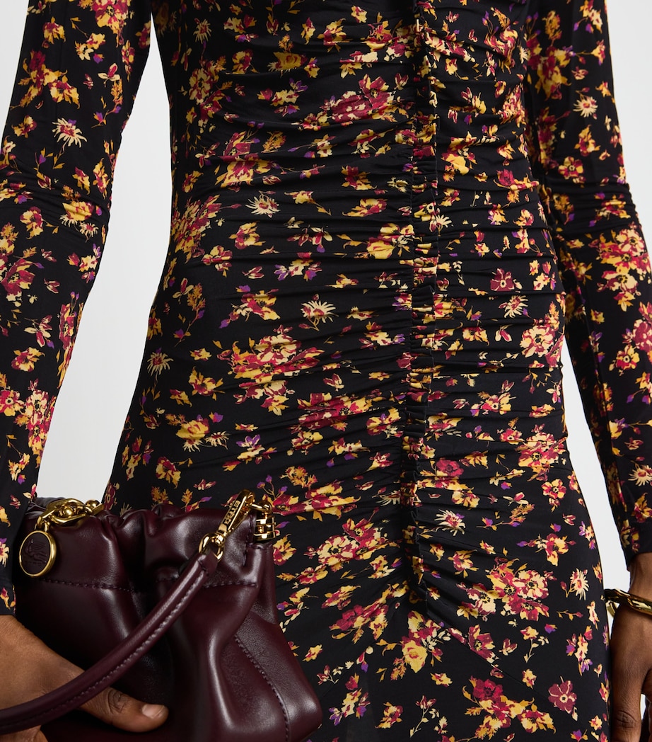 Ulla Johnson Womens Gathered Floral Midi Dress Noir Floral Image 3