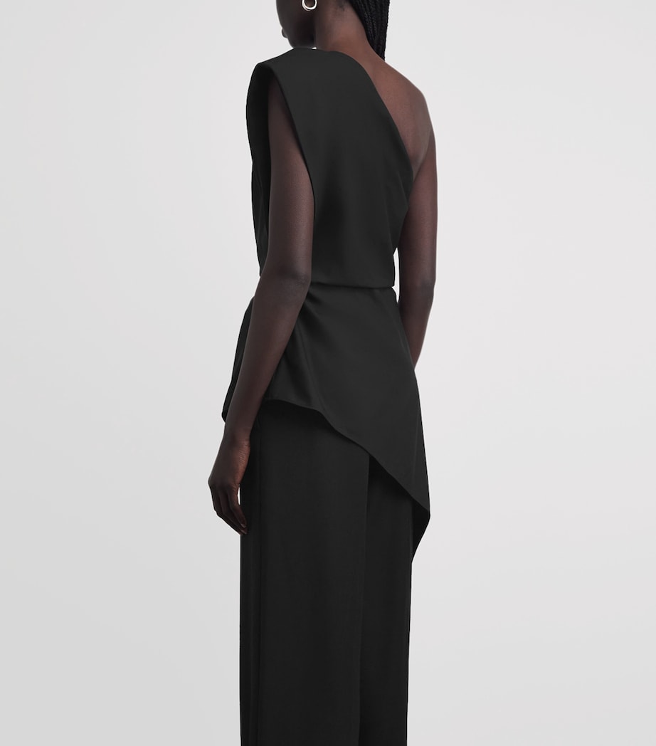 CAMILLA AND MARC Womens Virgin Wool One-Shoulder Ciran Top Dblk Black Image 5