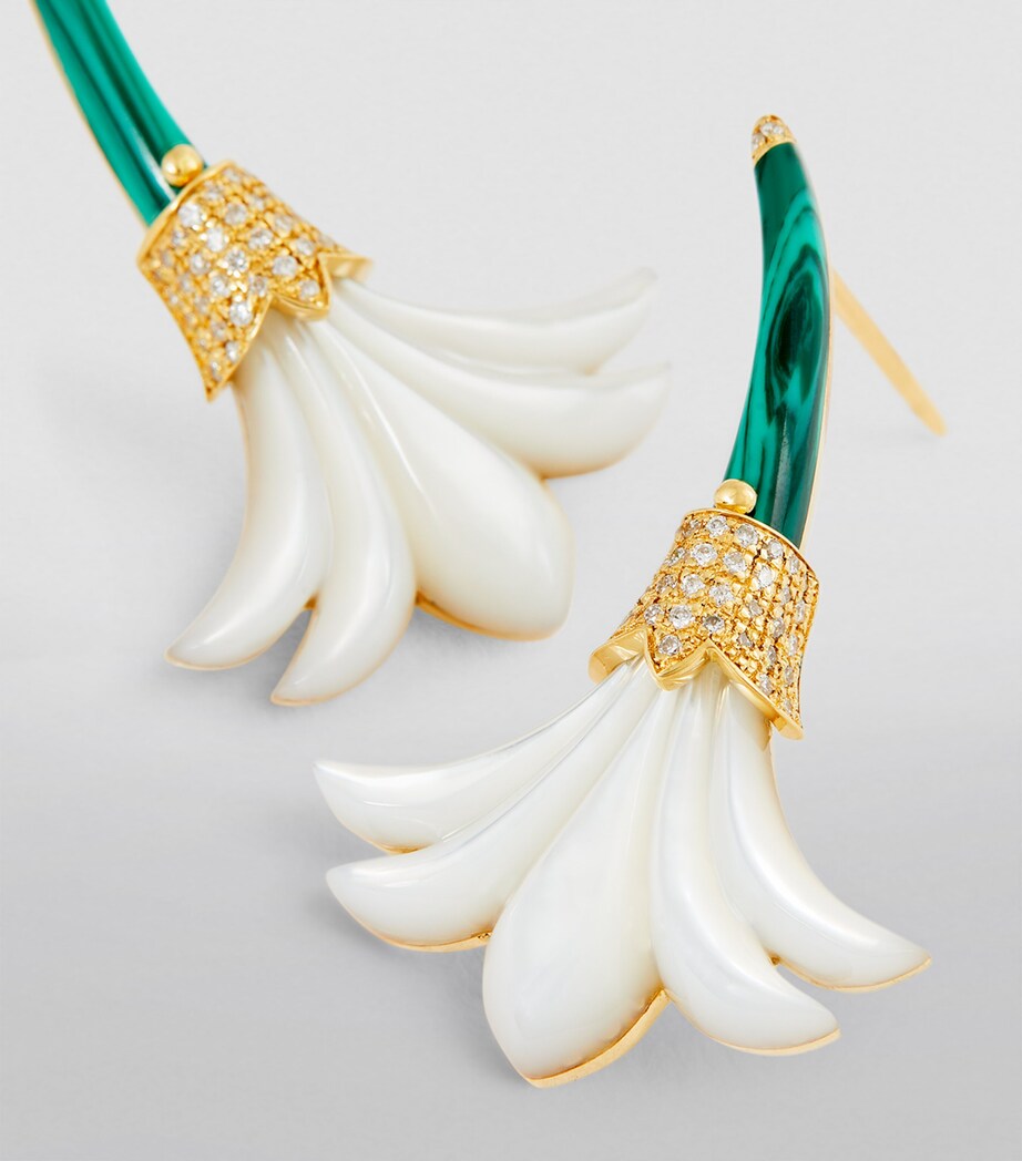 L'ATELIER NAWBAR Yellow Gold, Diamond, Mother-of-Pearl and Malachite Psychedeliah Earrings Yellow Gold Image 6