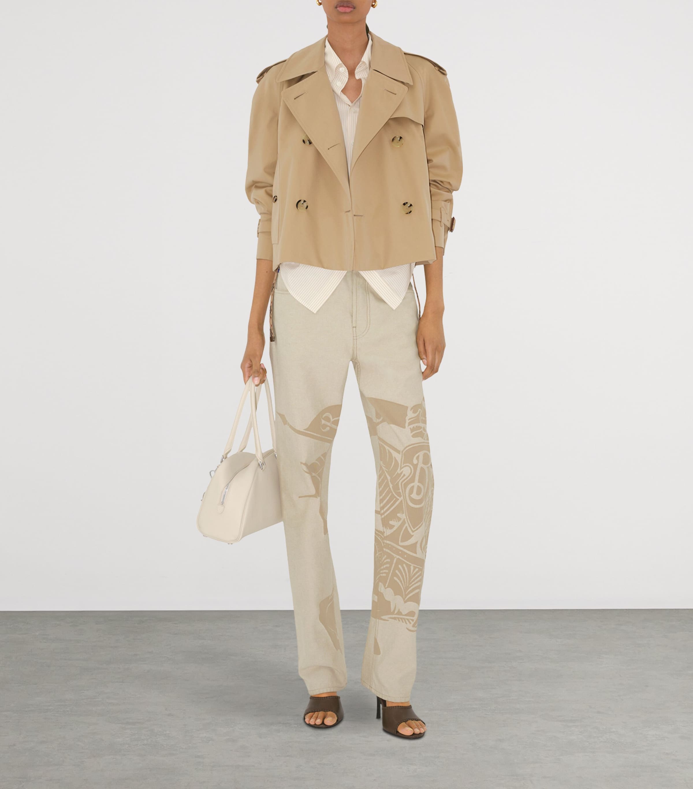 Gabardine Cropped Trench Jacket HONEY Image 2