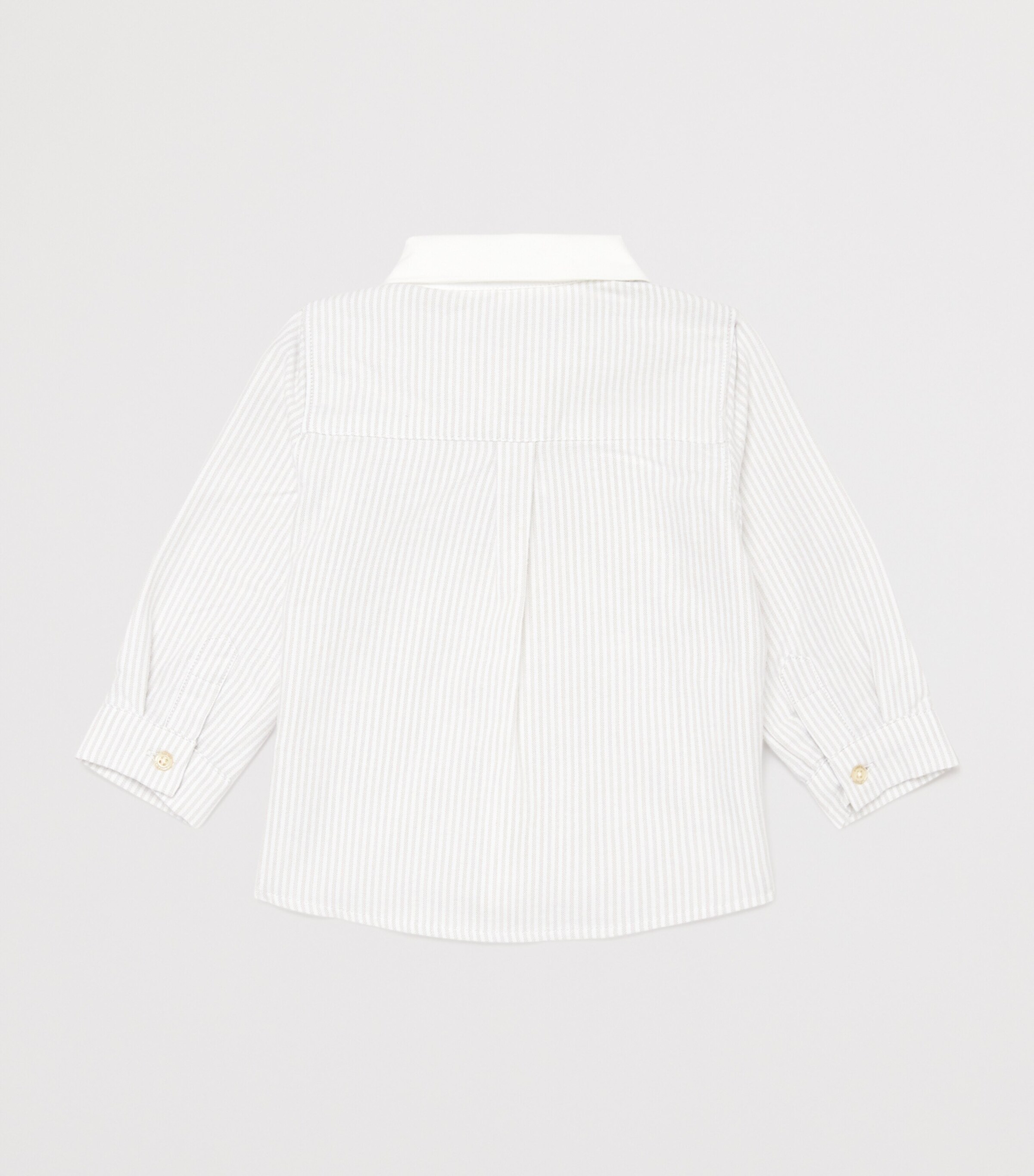 Cotton Button-Up Stripe Shirt (3 Months–4 Years) 21GRIS CLAIR RAY Image 2