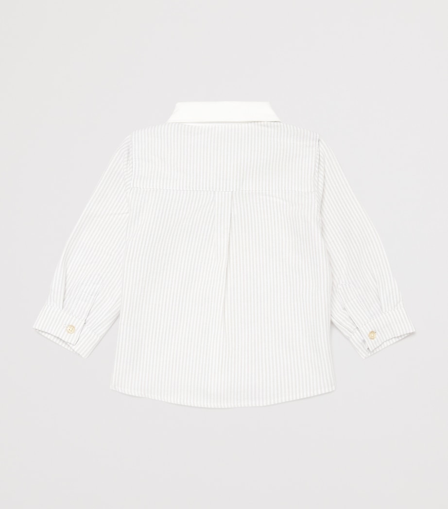 Cotton Button-Up Stripe Shirt (3 Months–4 Years) 21GRIS CLAIR RAY Image 2