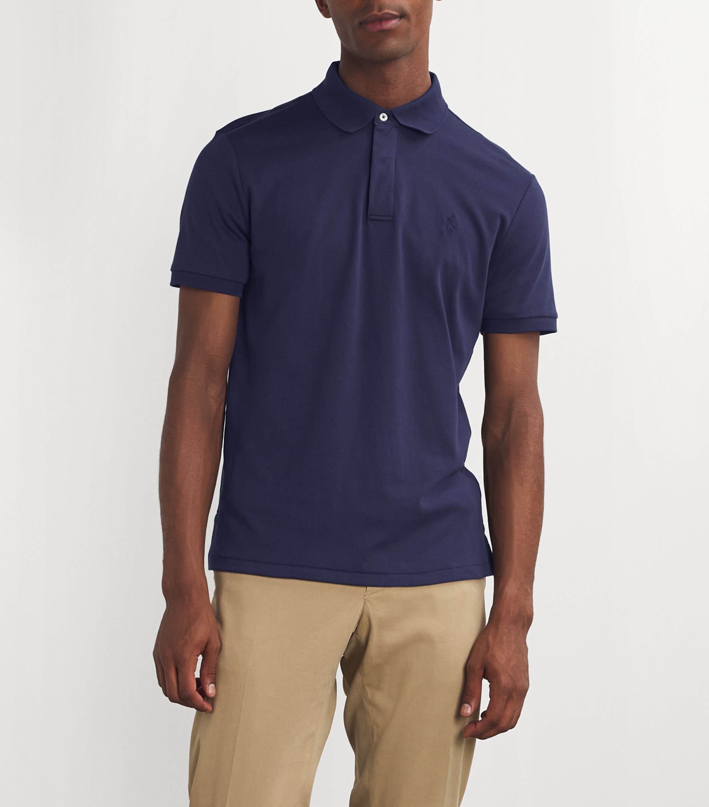 Polo Ralph Lauren Mens Covered-Placket Polo Shirt Navy Image 3