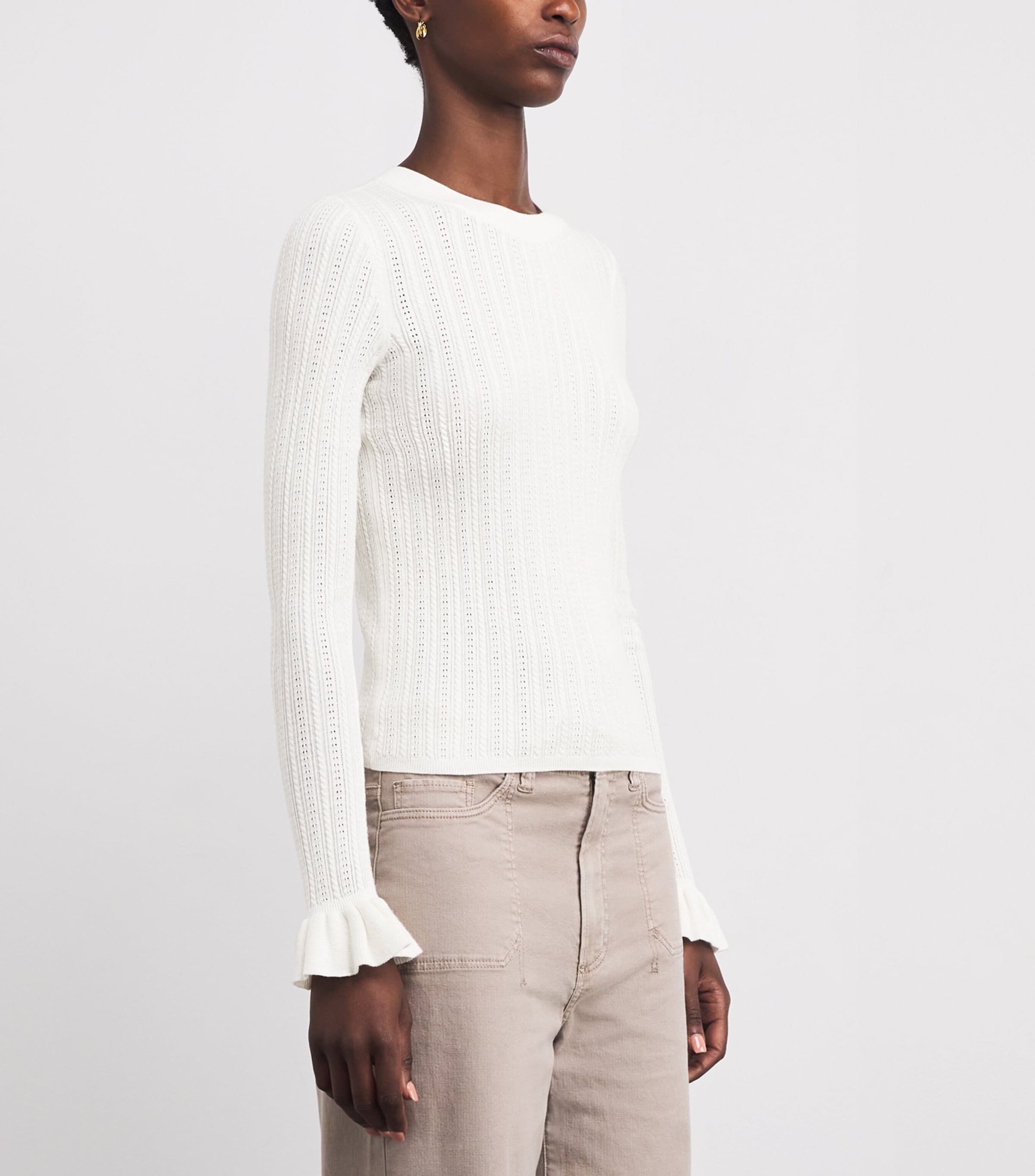 Organic Cotton-Blend Pointelle Ophelia Top IVORY Image 3