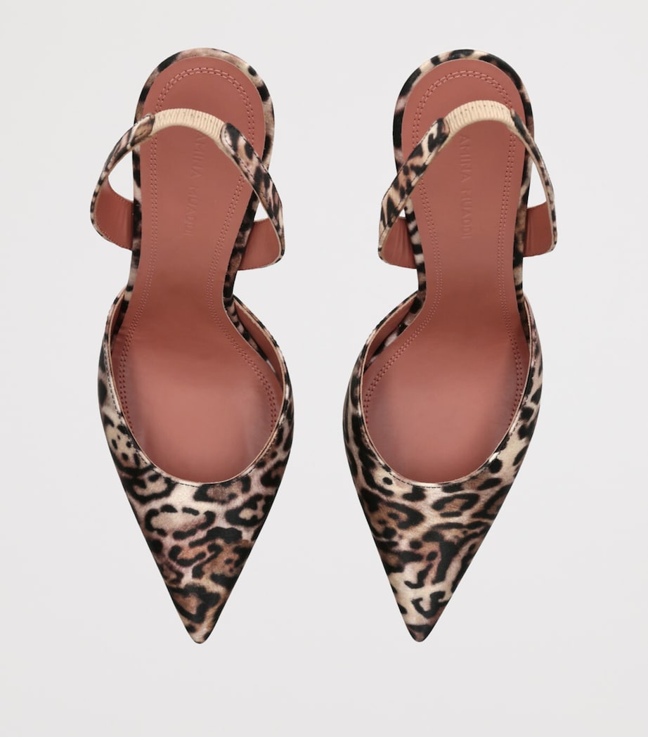 Amina Muaddi Satin Leopard Print Holli Slingback Heels 95 Dk.brn Com Image 4