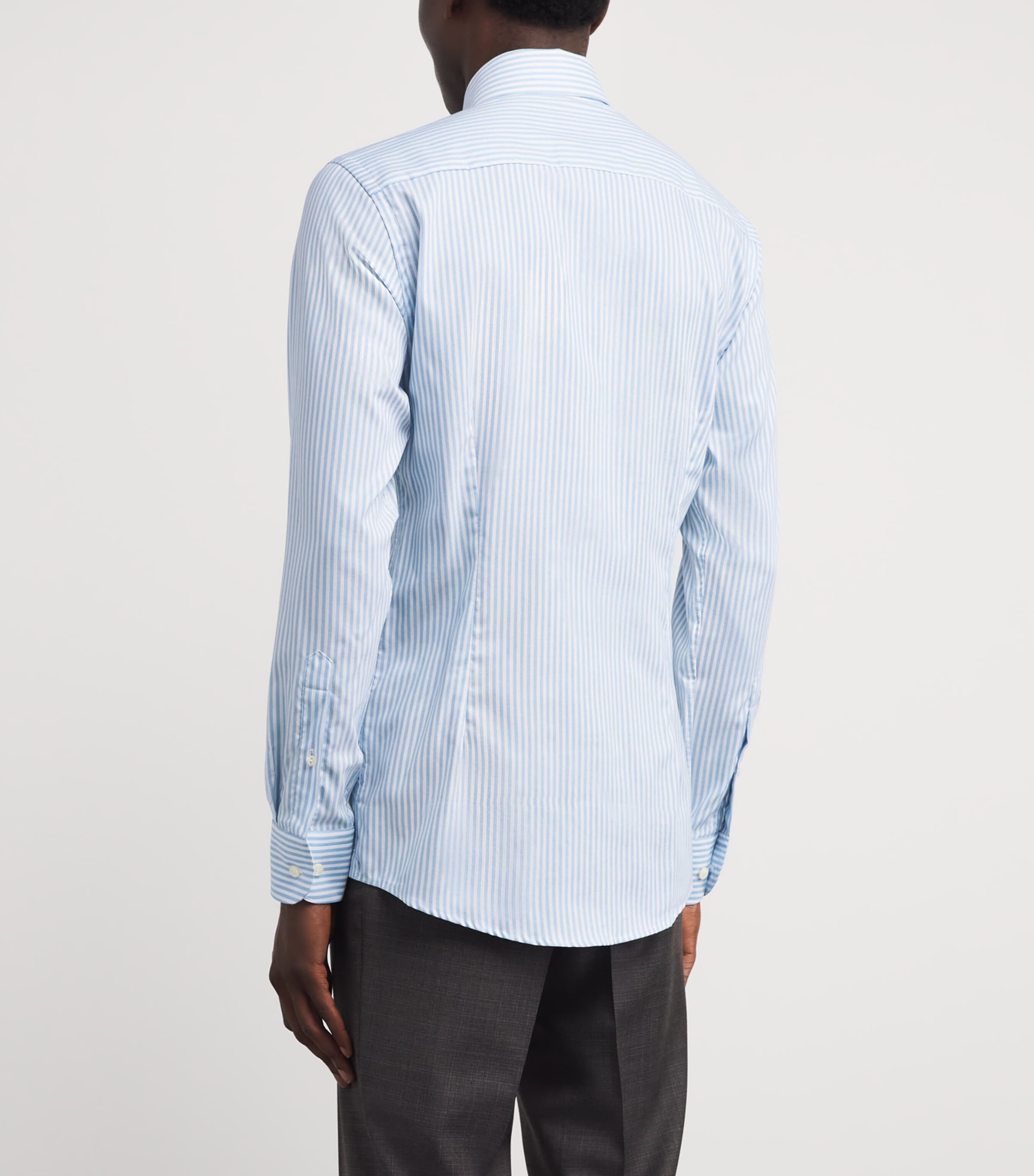 Eton Mens Cotton Signature Oxford Slim Shirt Light Blue Image 4