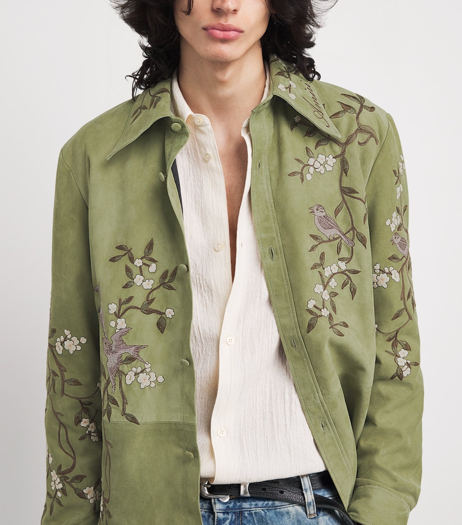 Suede Embroidered Shirt GREEN TEA Image 6